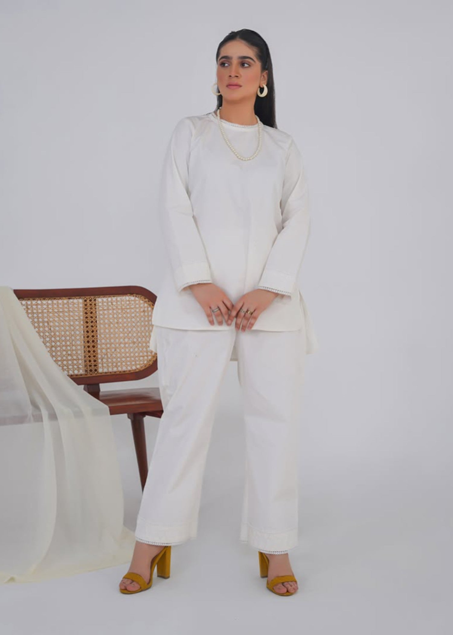 canvas Co ord Sets in White