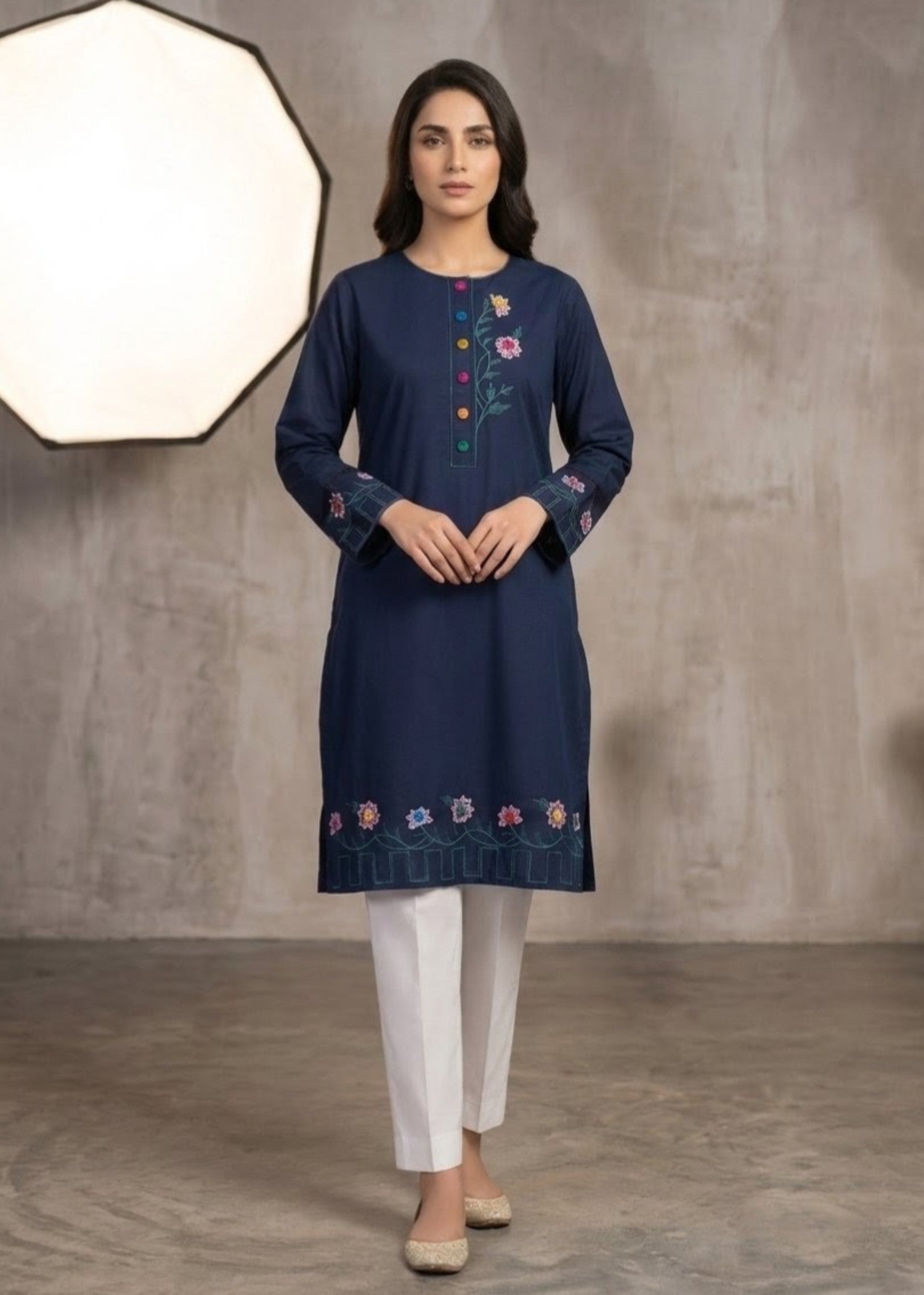 cotton Kurta Set in Dark blue