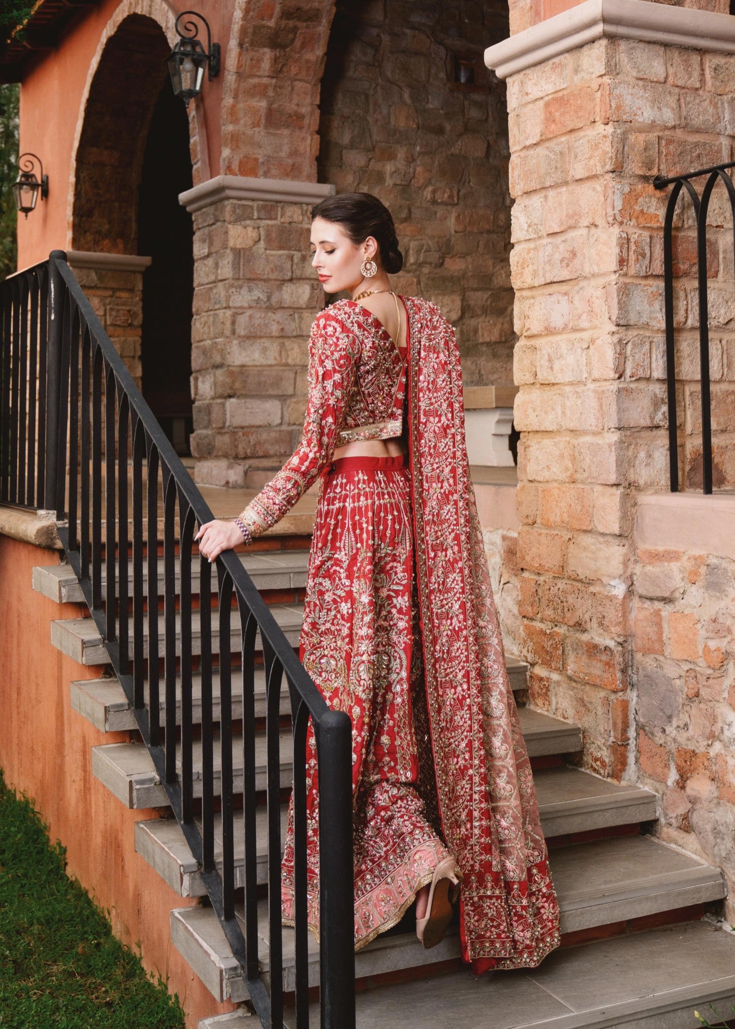 silk Lehenga in Red