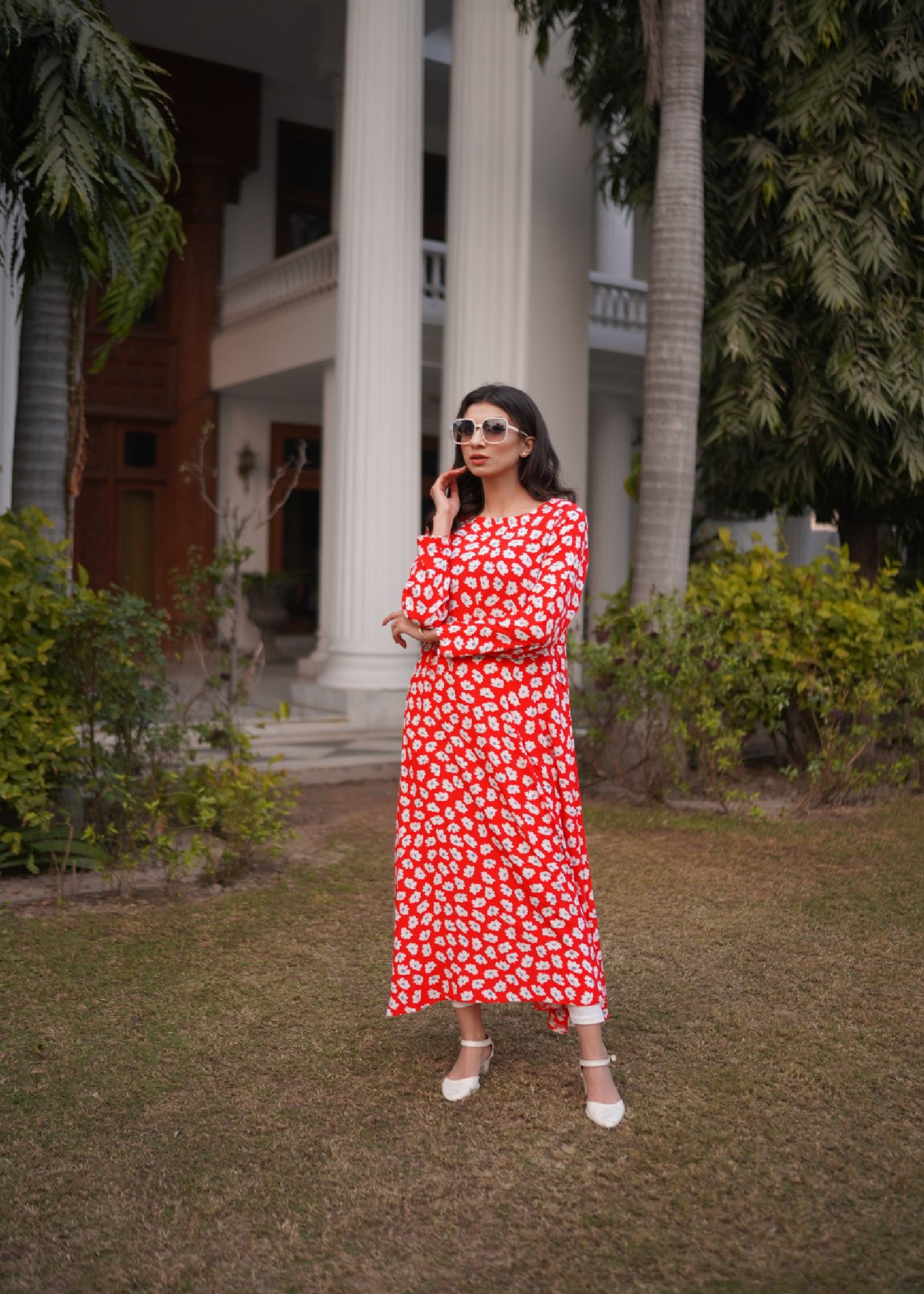 chiffon Dress in Red