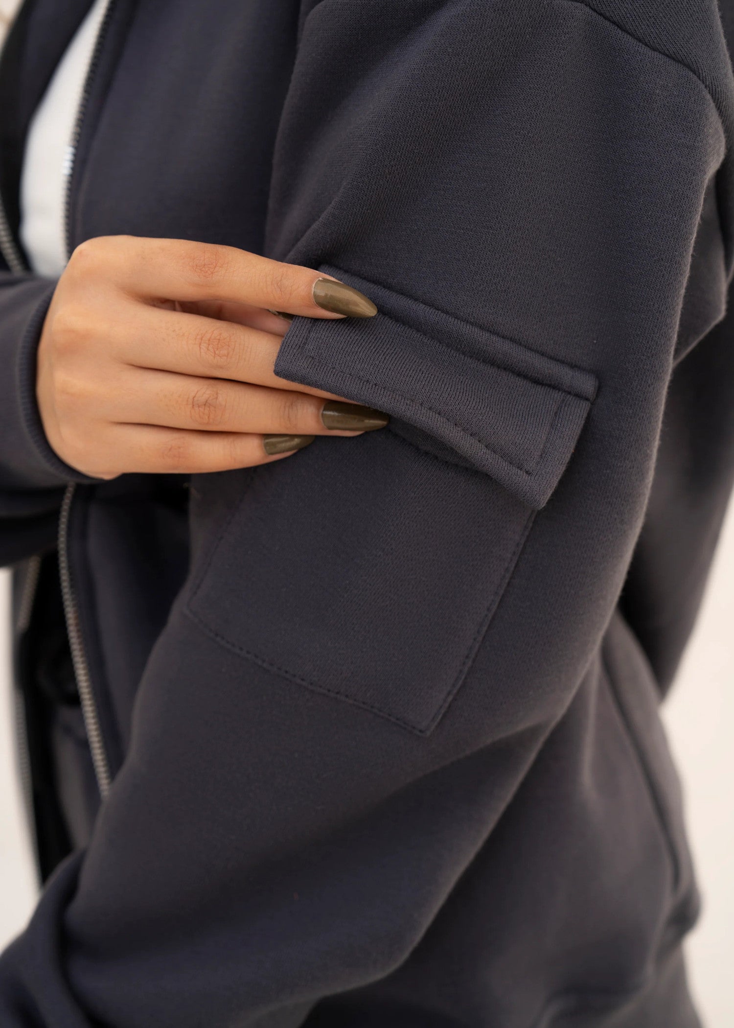 fleece Hoodie in Steal grey