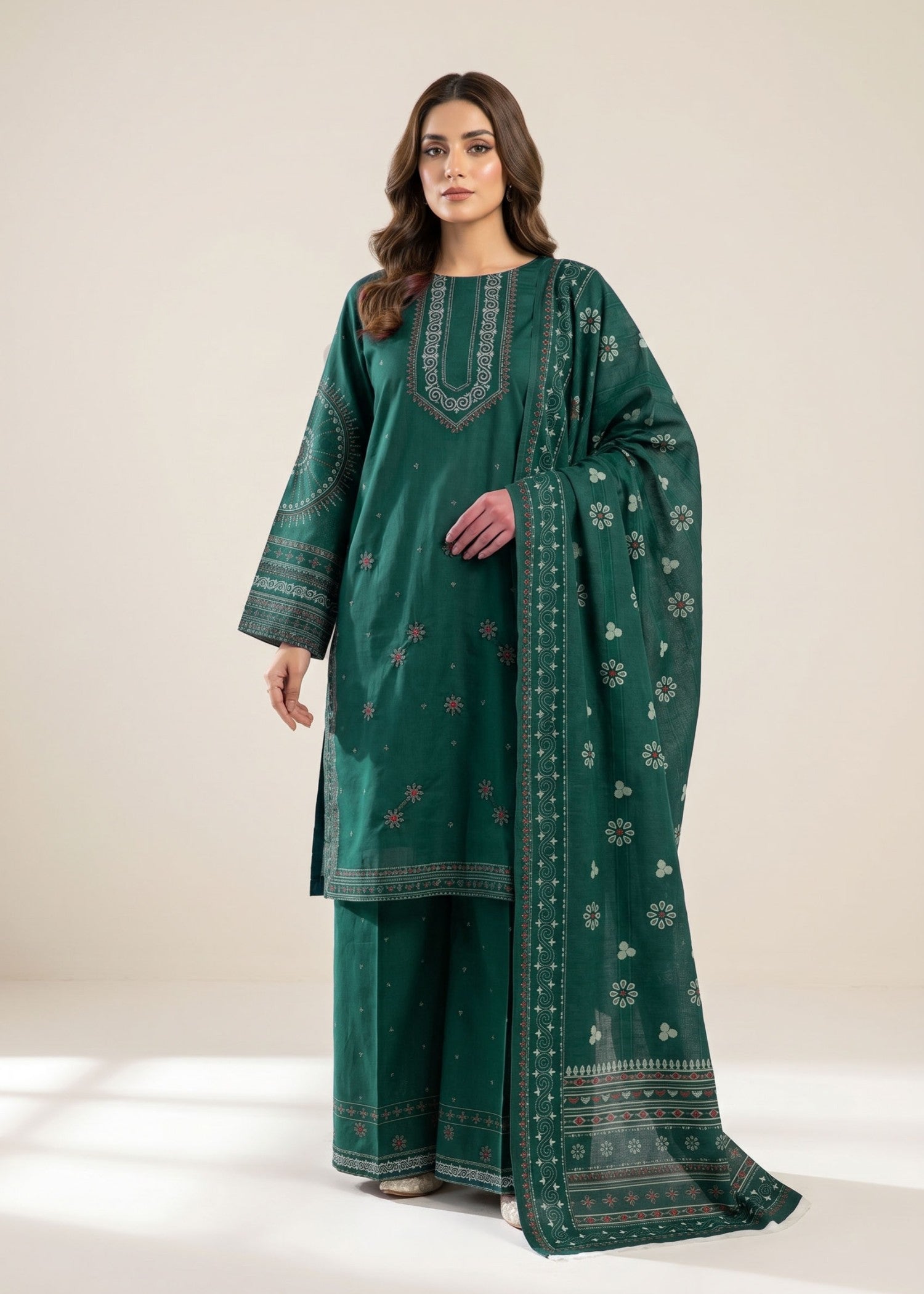 cotton dobby Kurta Set in Bottle green
