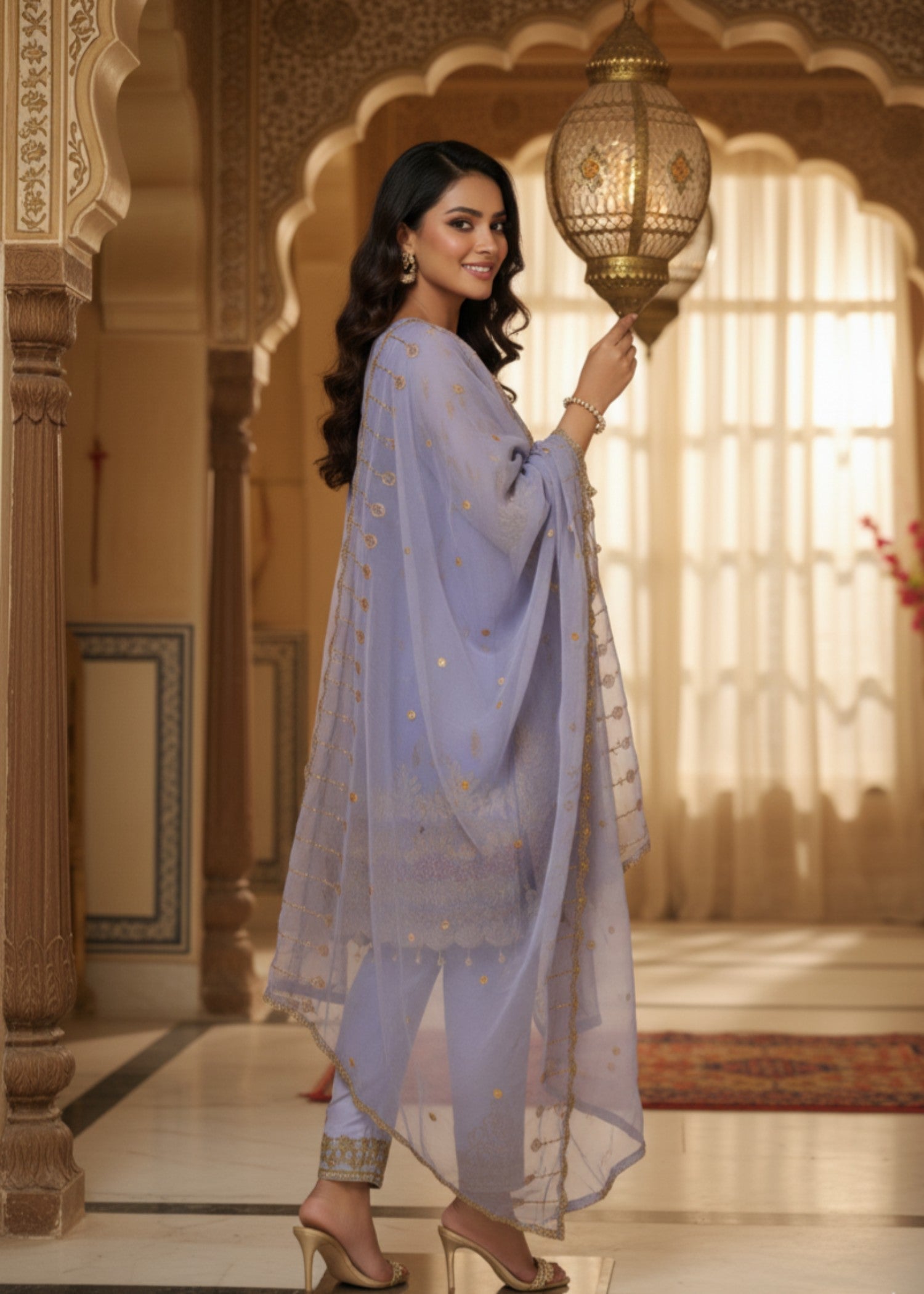 chiffon Short Frock in Purple mountain majesty