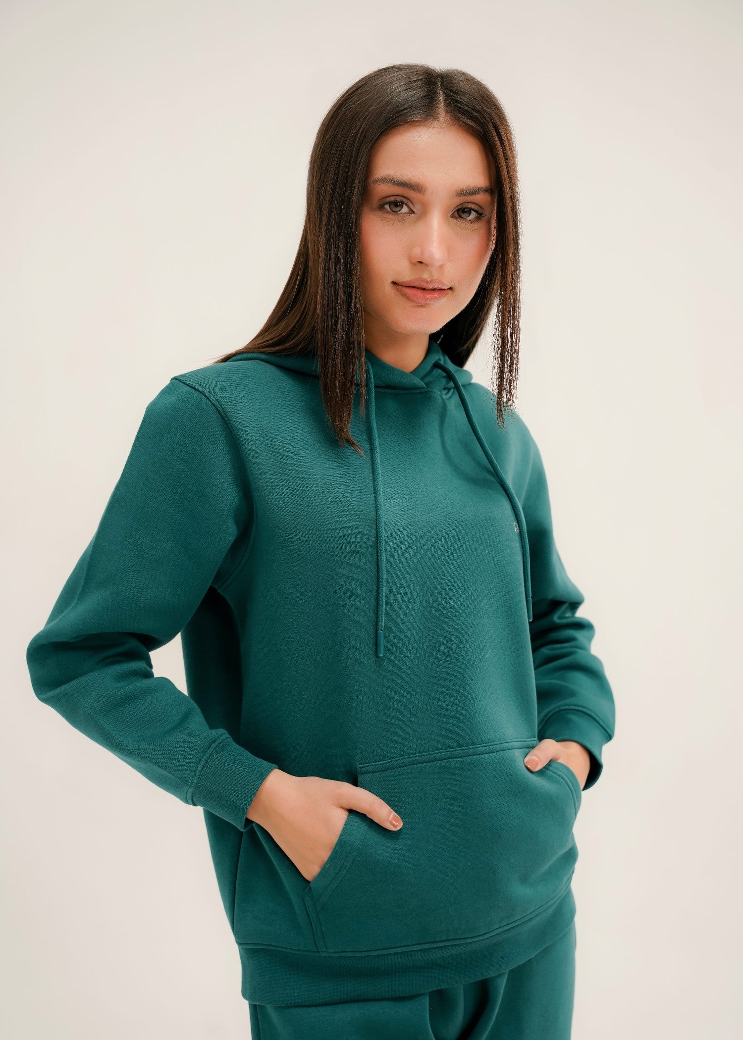 fleece Hoodie in Pine green