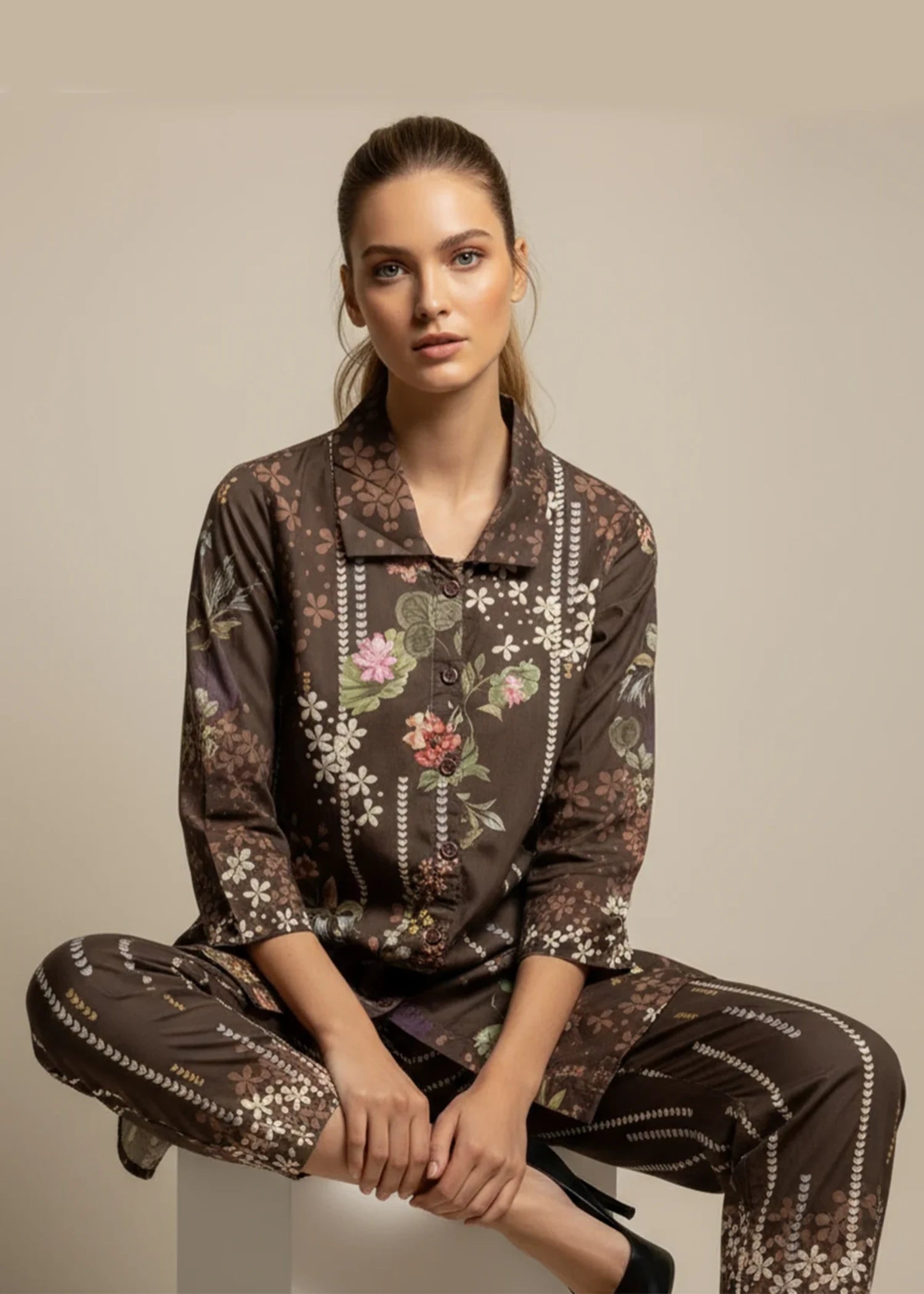 cambric Co ord Sets in Coffee brown