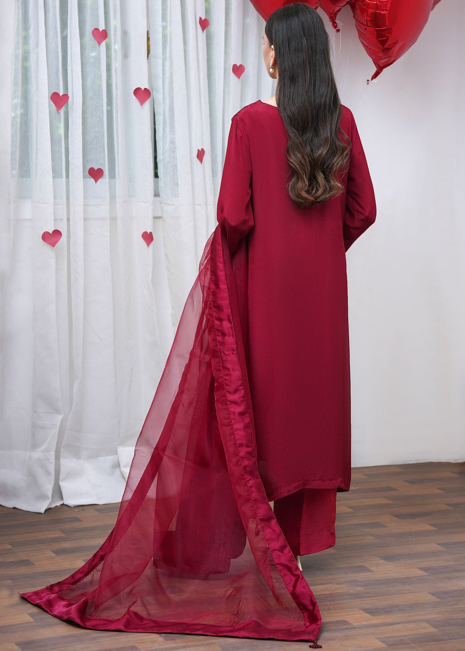 silk Kurta Set in Maroon