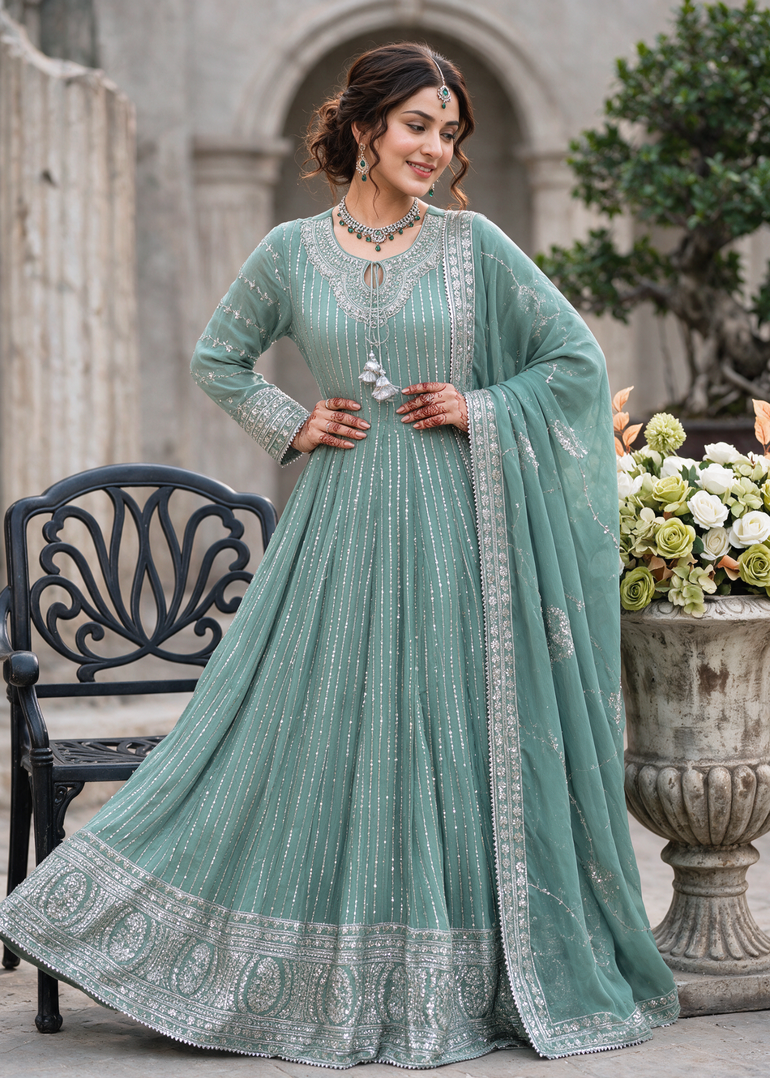 chiffon Maxi in Parrot green