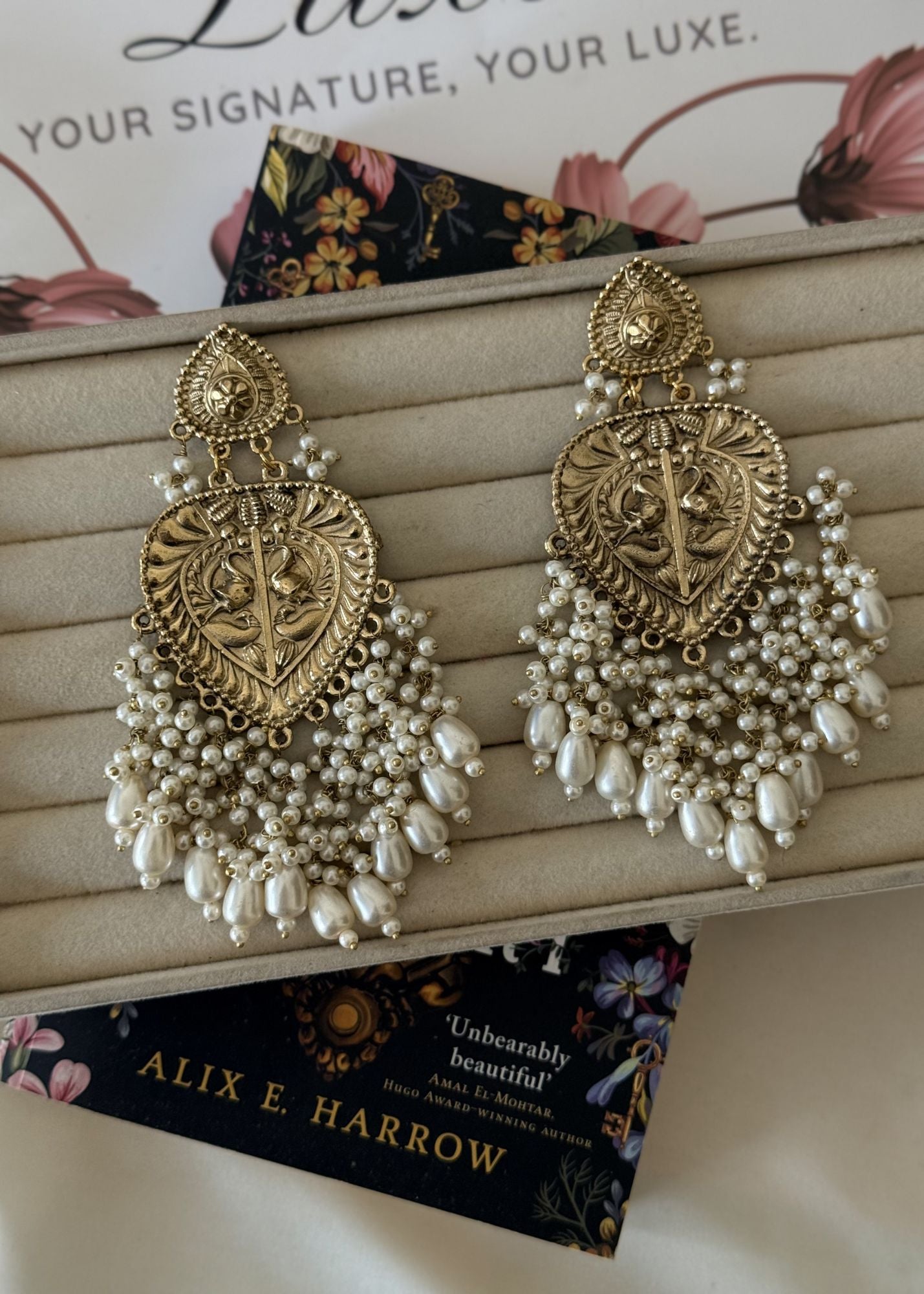 Earrings in Gold, pearl white Color by - Trendy Women Earrings WSR6220