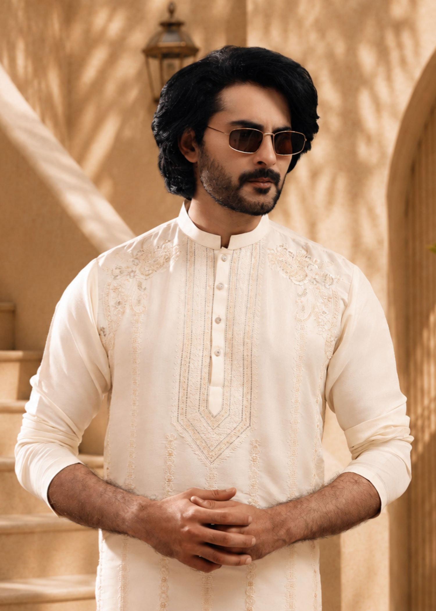 pk raw silk Kurta Set in Cream
