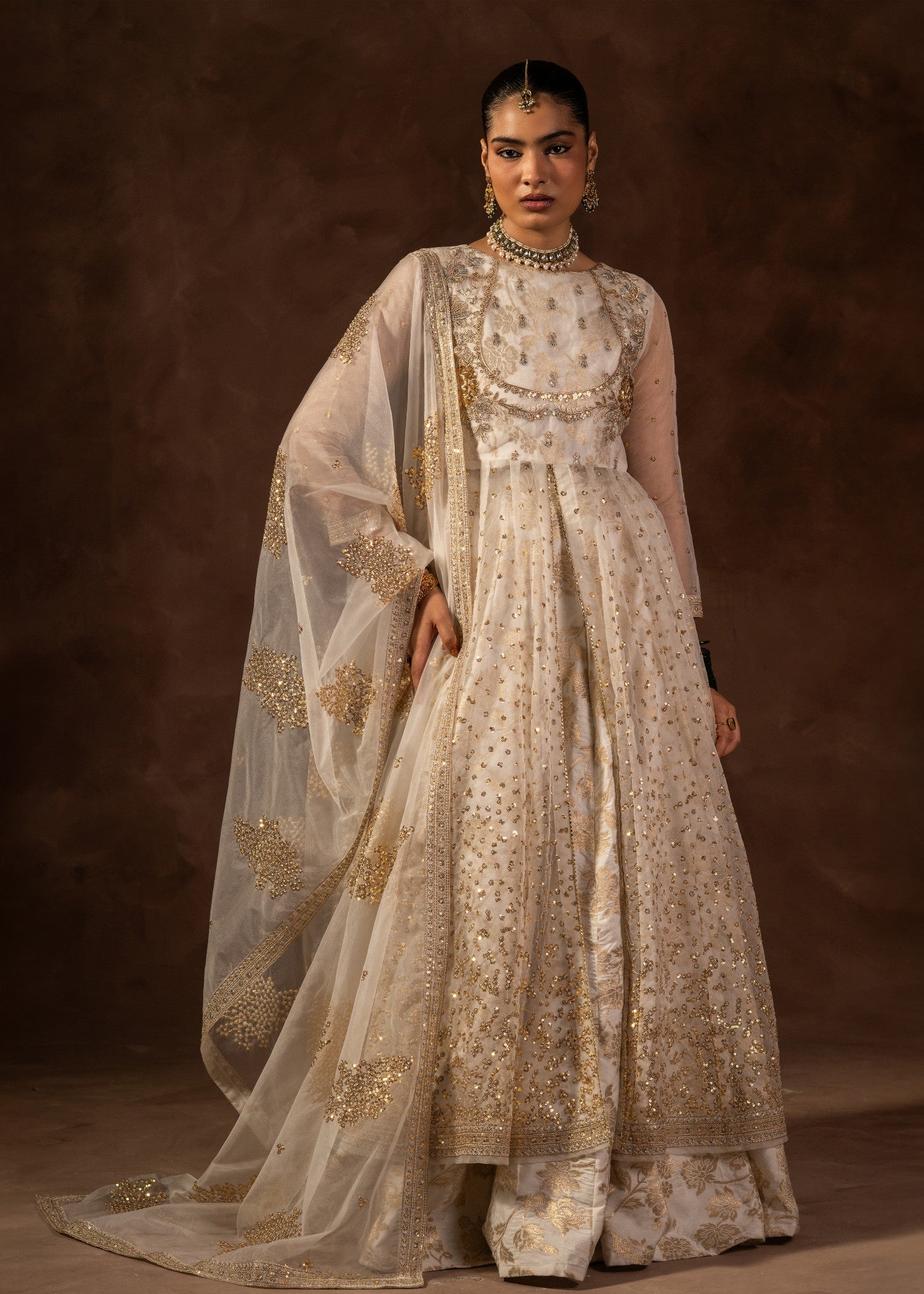 organza Lehenga in White