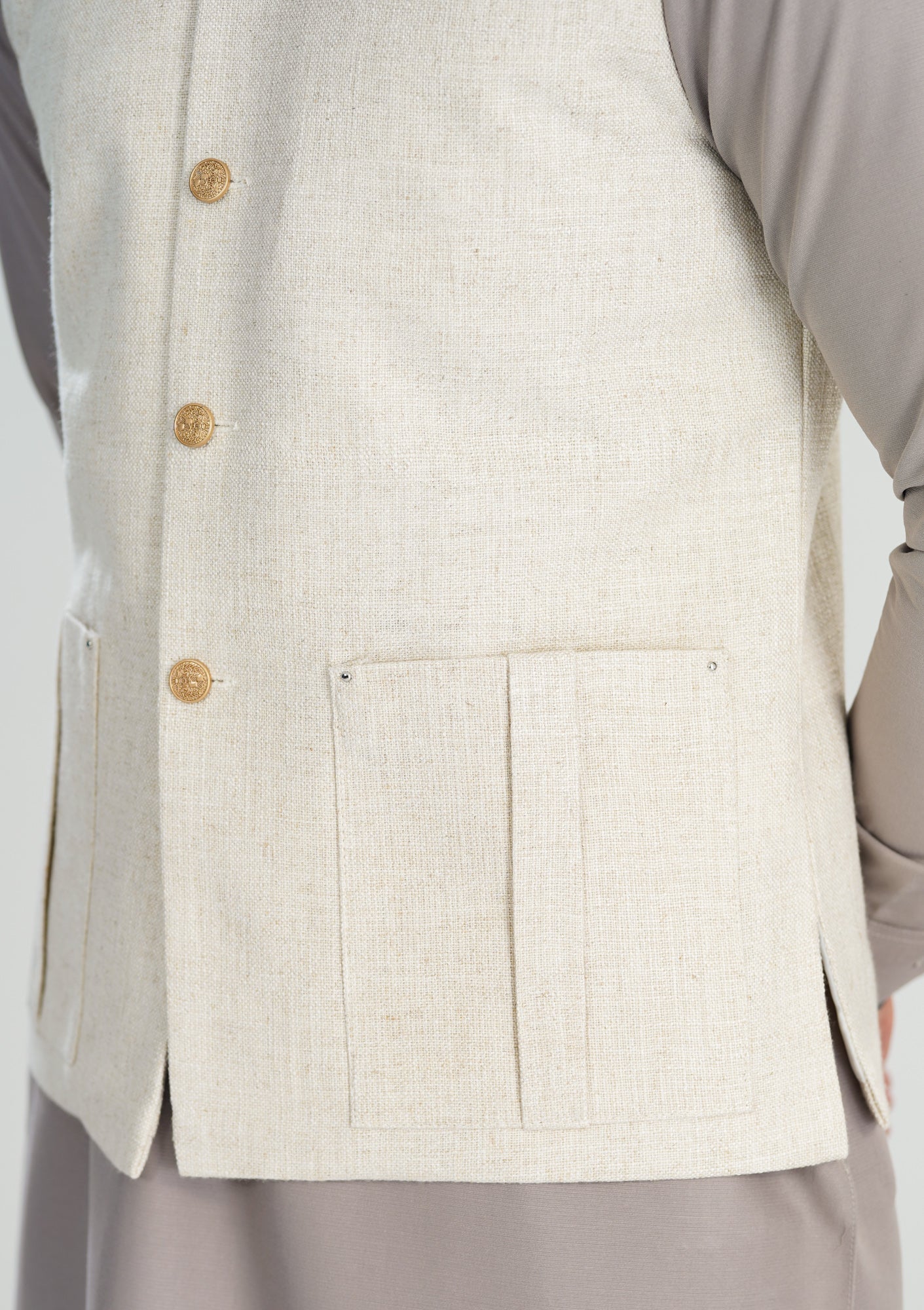handwoven khaddar Waistcoat in Off-white