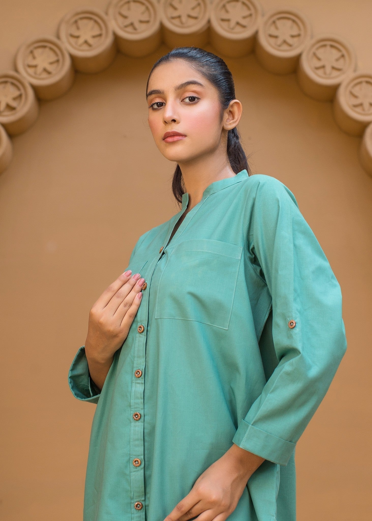 cotton Co ord Sets in Jungle green