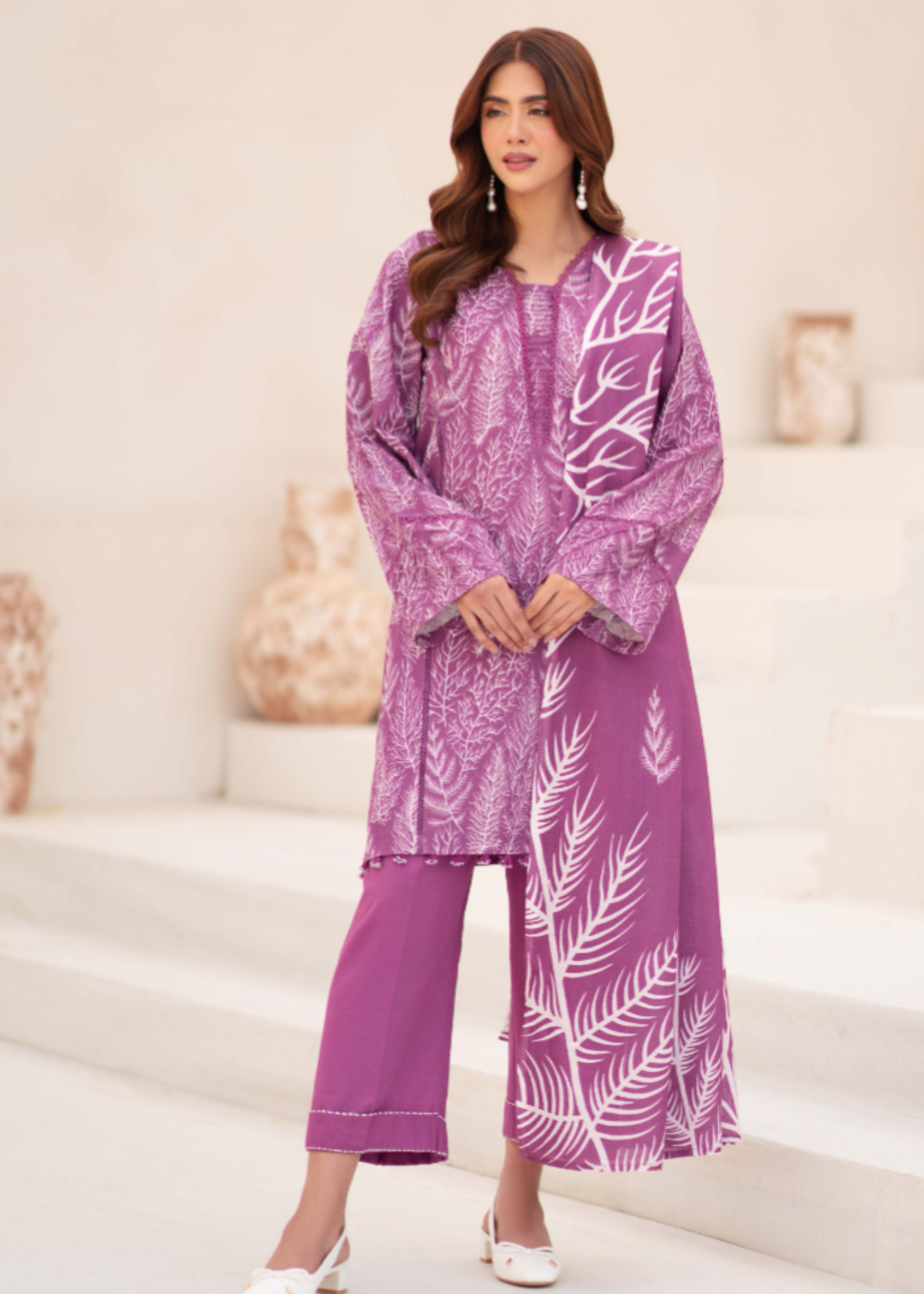 khaddar Unstitched in Magenta haze