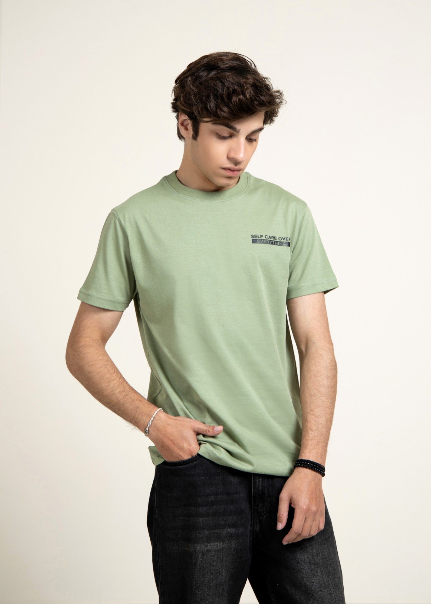 cotton jersey T Shirt in Pistachio green