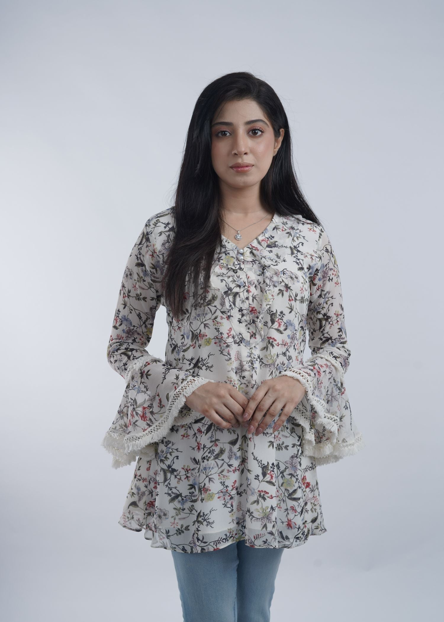 chiffon Tunic in Off-white
