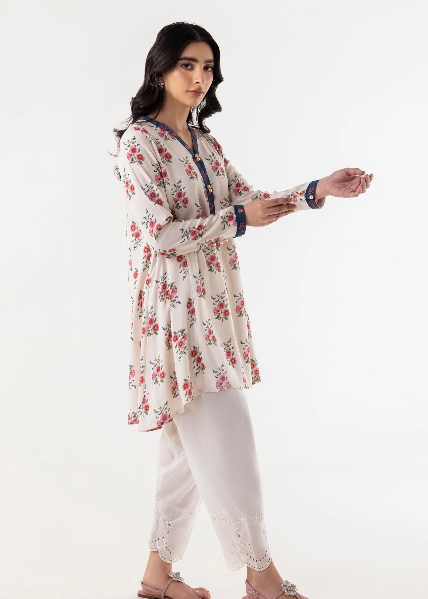 linen Short Frock in Ivory