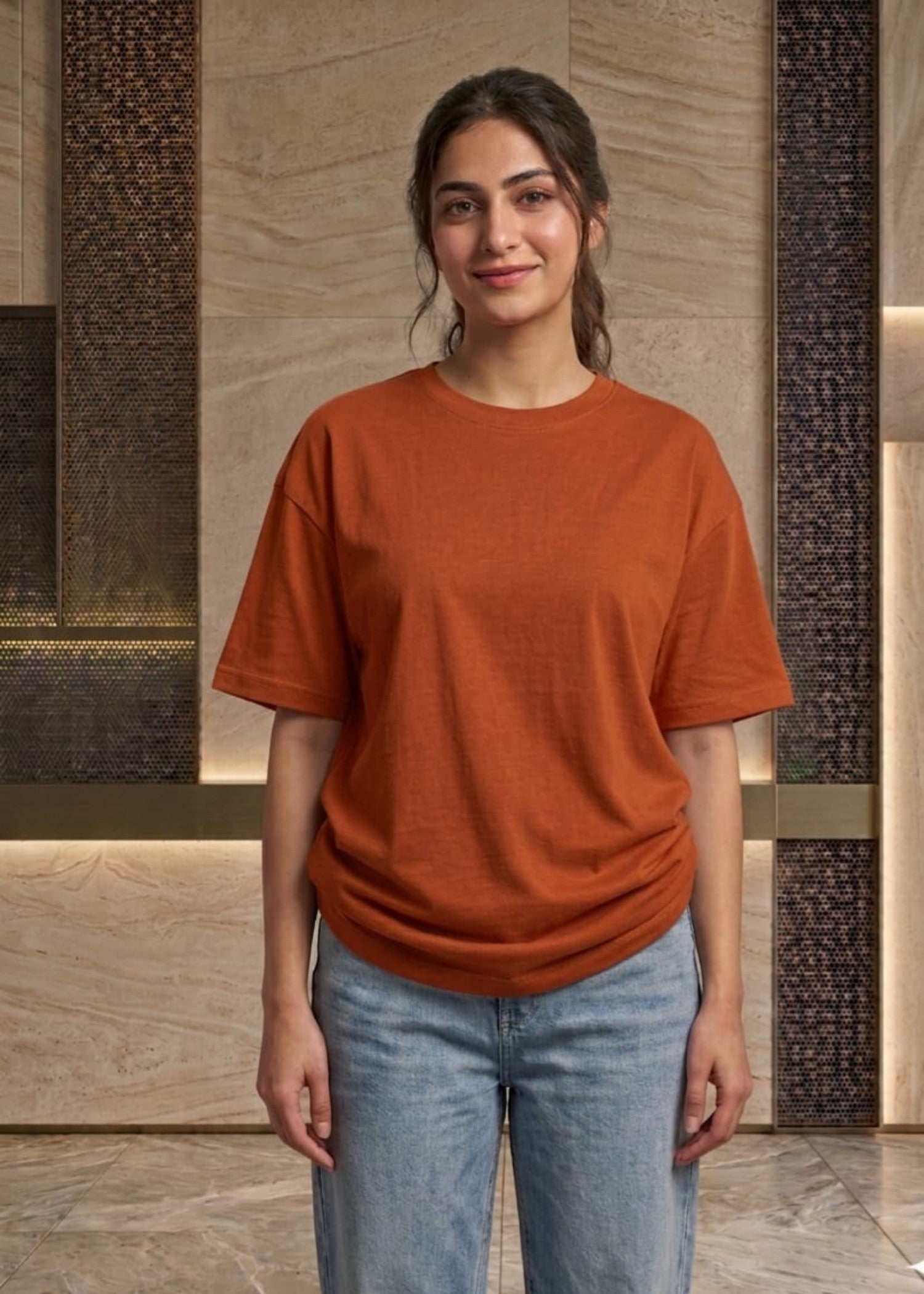 cotton jersey T Shirt in Tangerine
