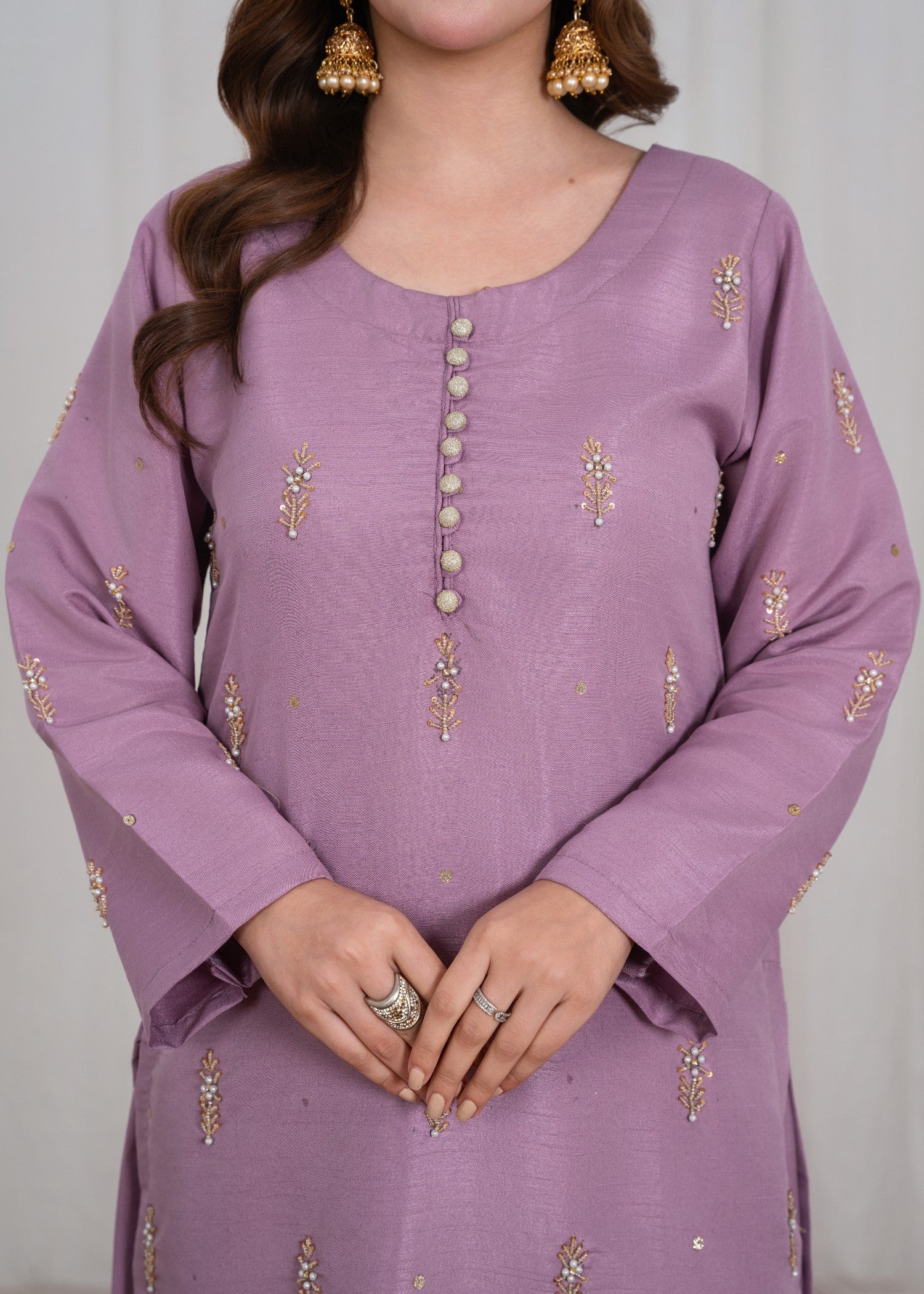raw silk Kurta Set in Mauve pink