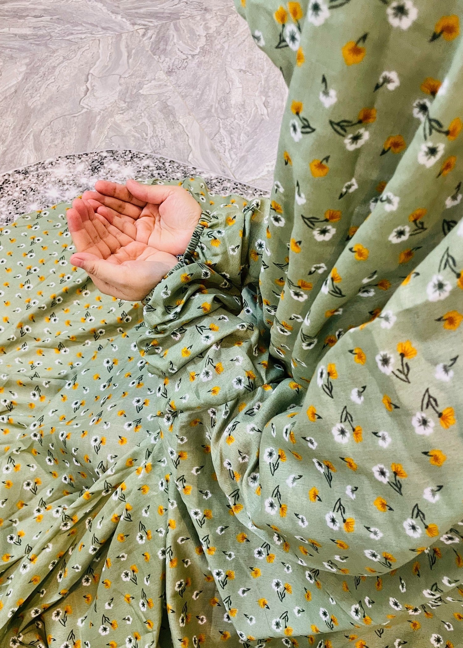 swiss lawn Chaddar in Sage green