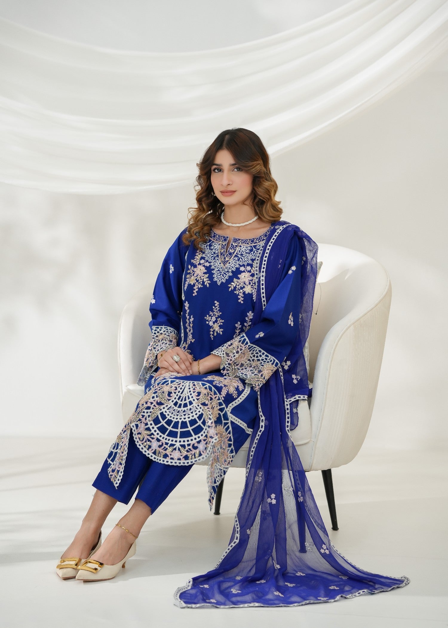 cotton viscose Kurta Set in Midnight blue