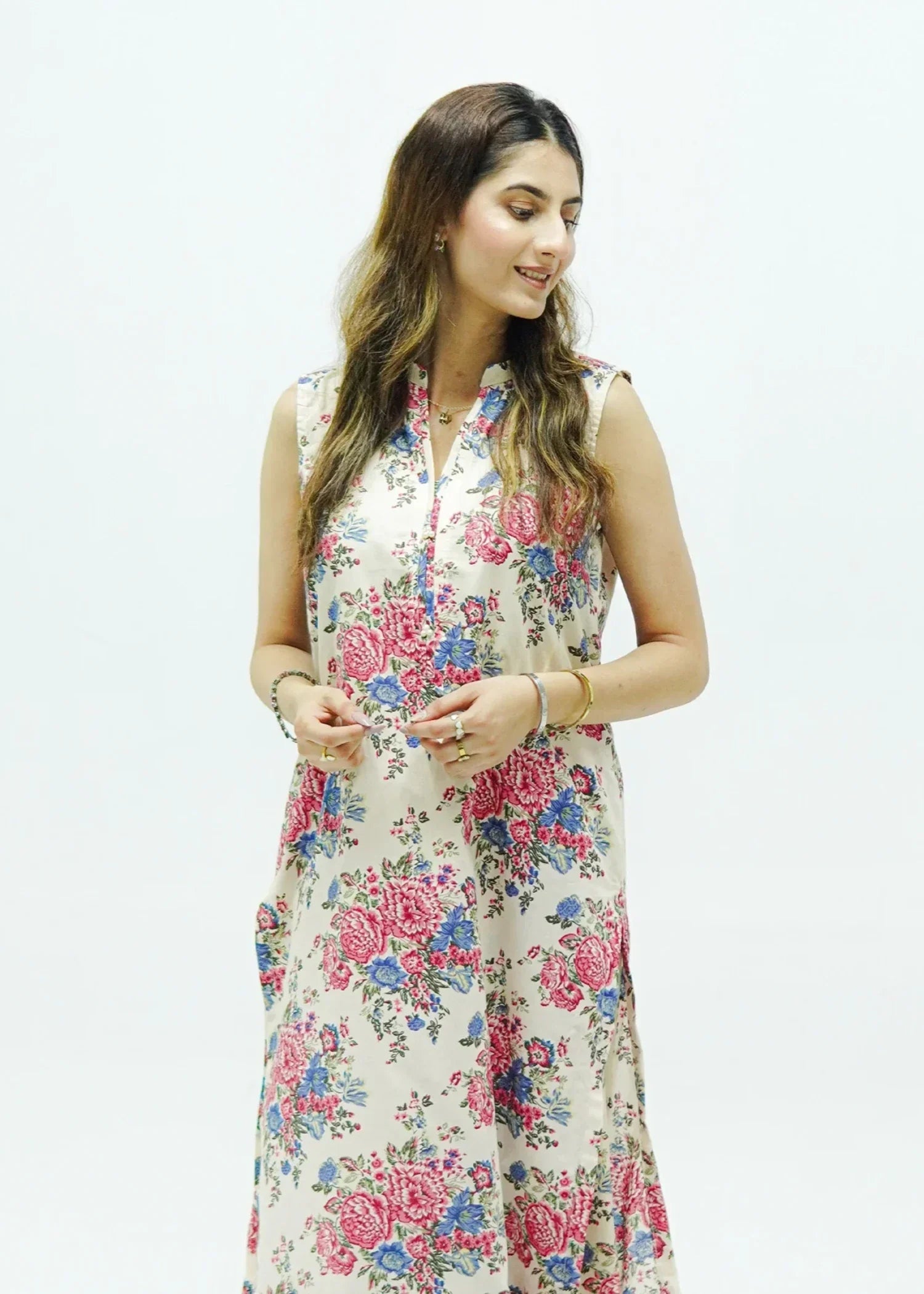 lawn cotton Co Ord Sets in Beige, yale blue, bubblegum pink