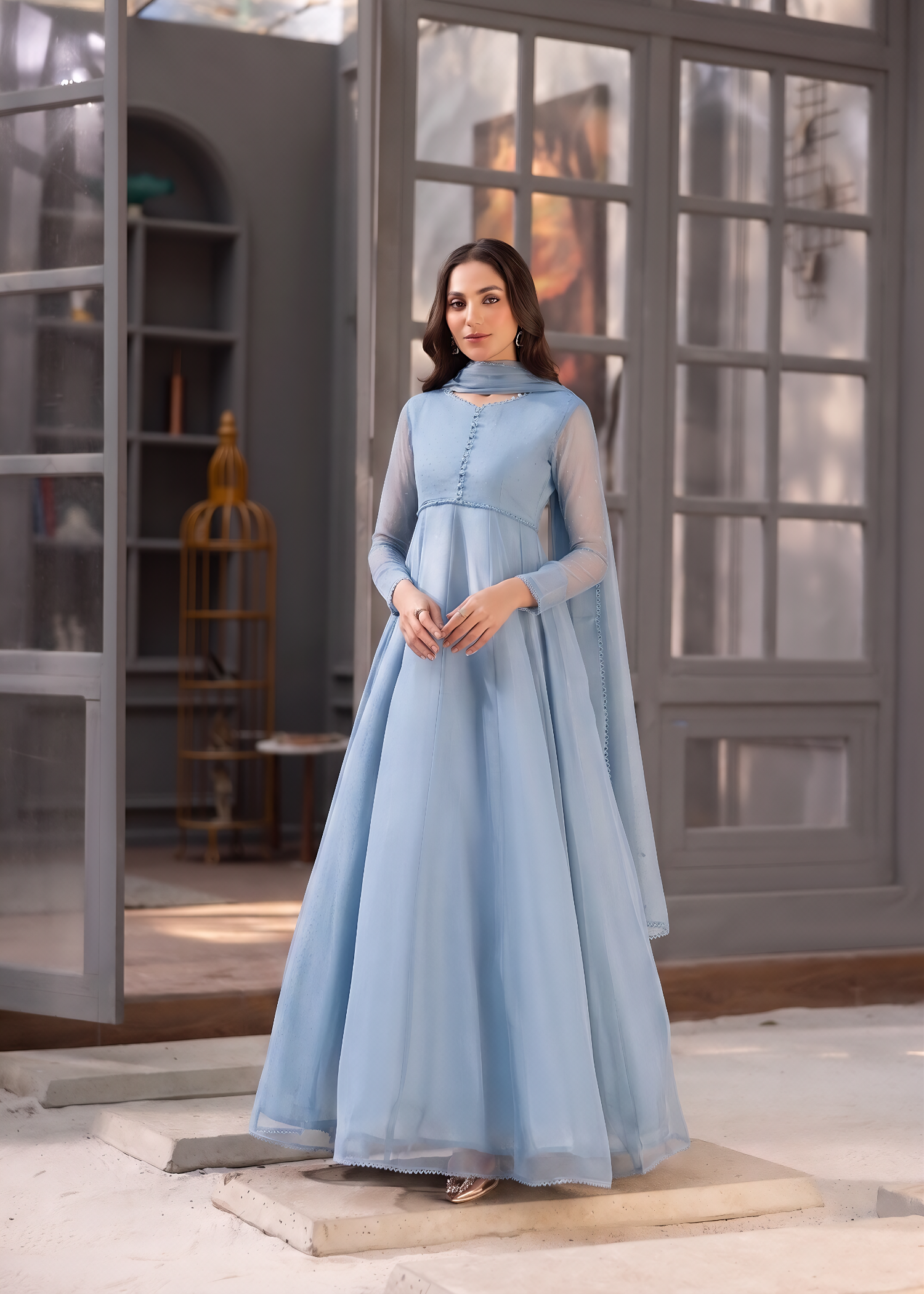 chiffon Maxi in Light blue