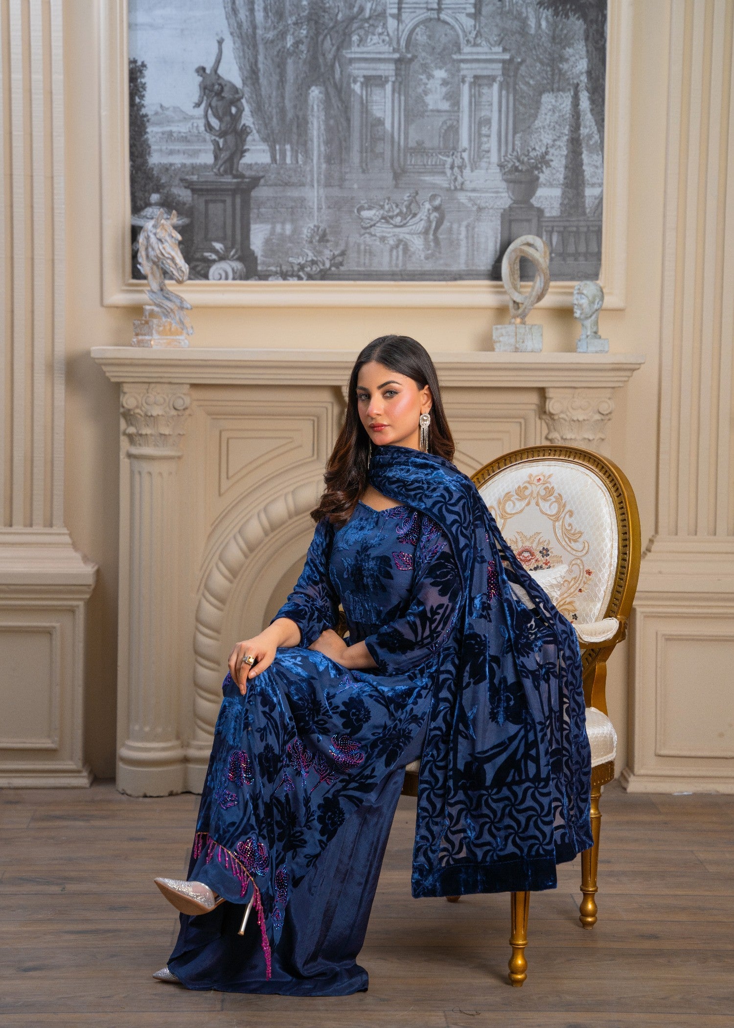 velvet Unstitched in Yale blue