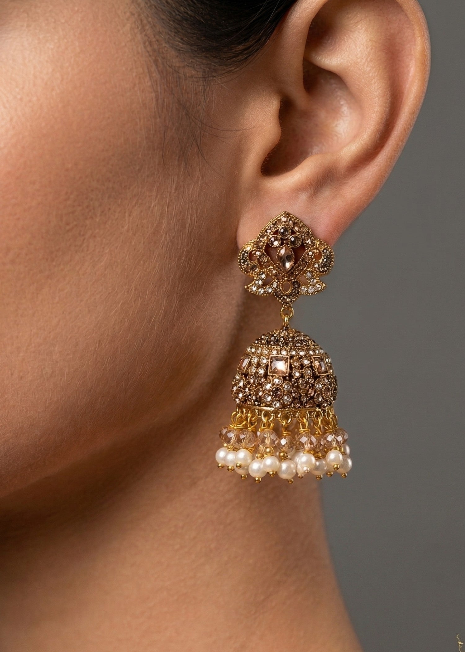 Earrings in Champagne, pearl white Color by - Trendy Women Earrings JWS6962