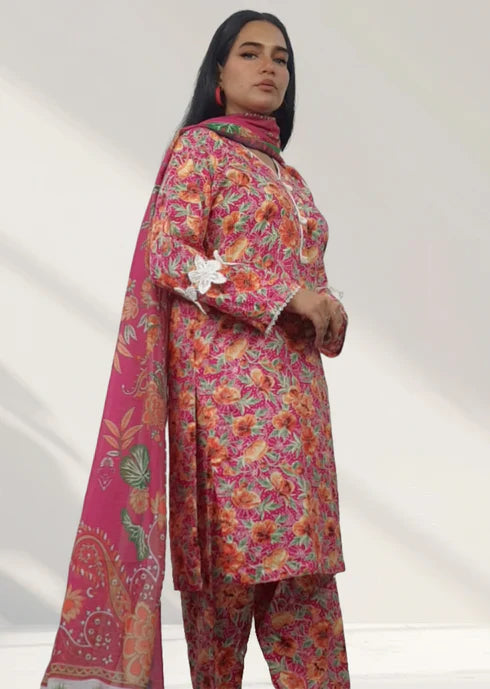 lawn Kurta Set in Lollipop pink