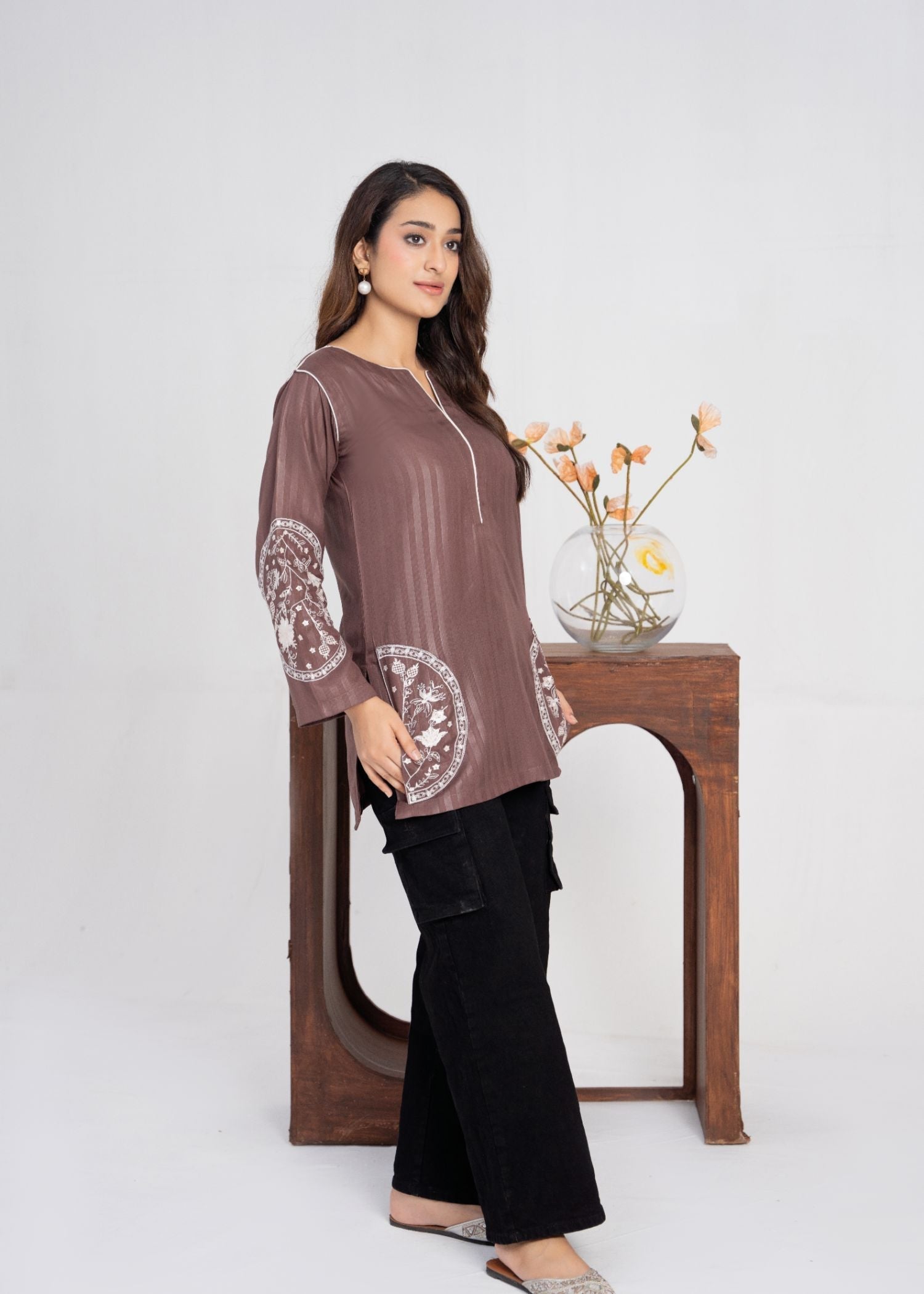 cotton Kurti in Coffee brown