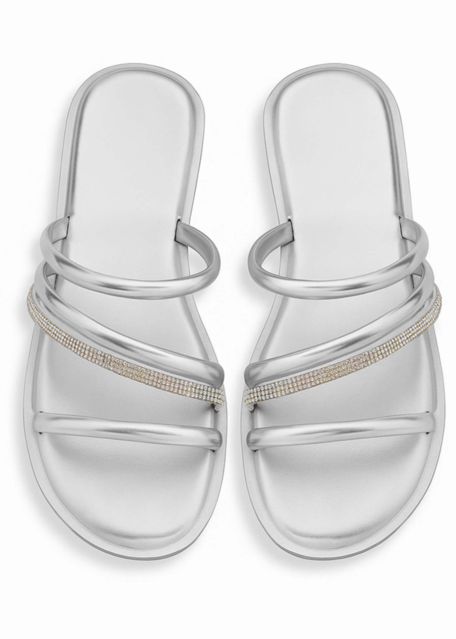 Slides in Silver by - High Quality Women Slides YHG5439