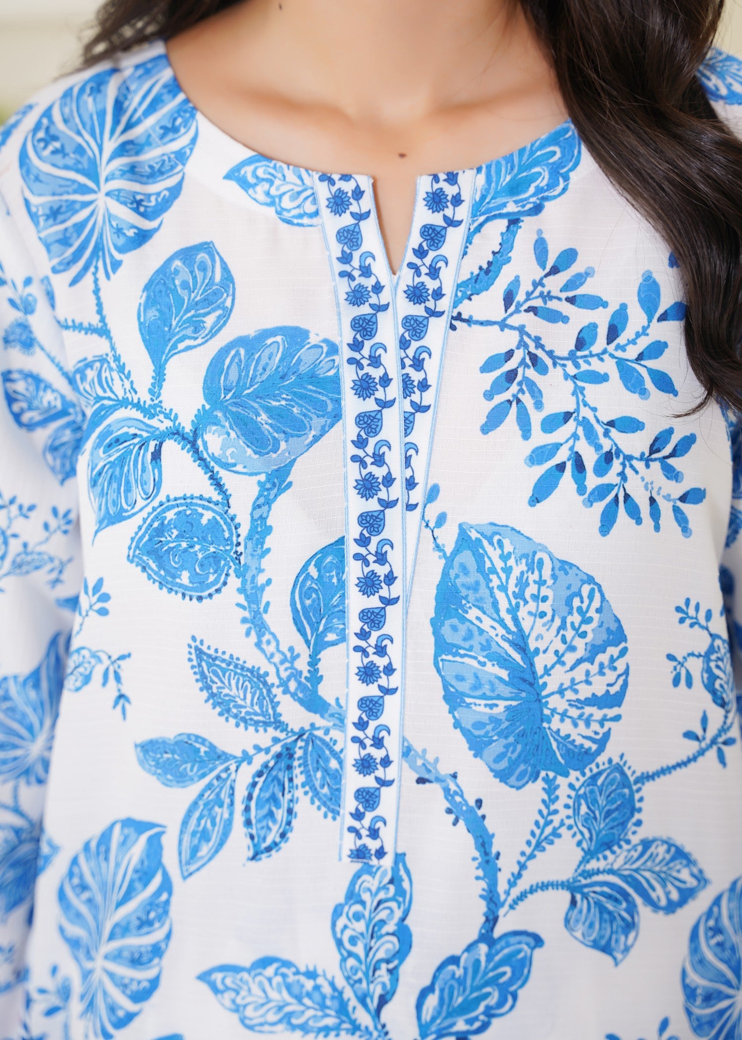 slub cambric Co Ord Sets in White, steel blue