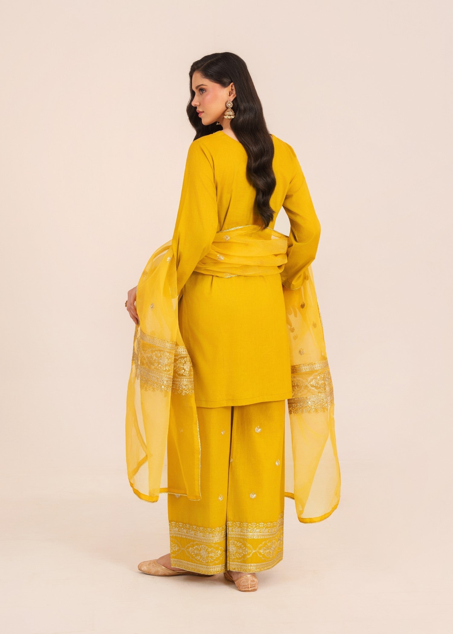 lawn Kurta Set in Mustard, gold