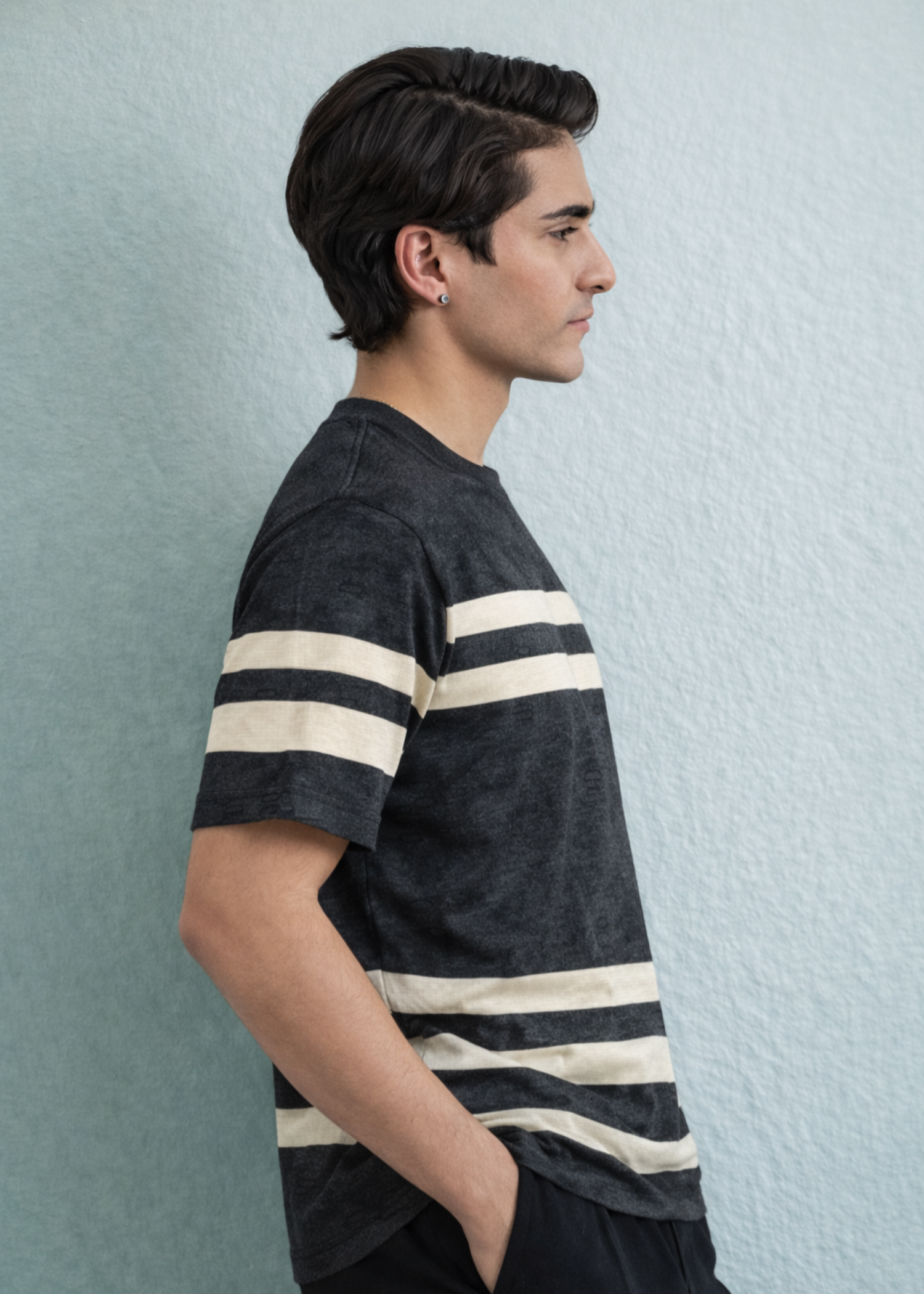 cotton T Shirt in Charcoal black