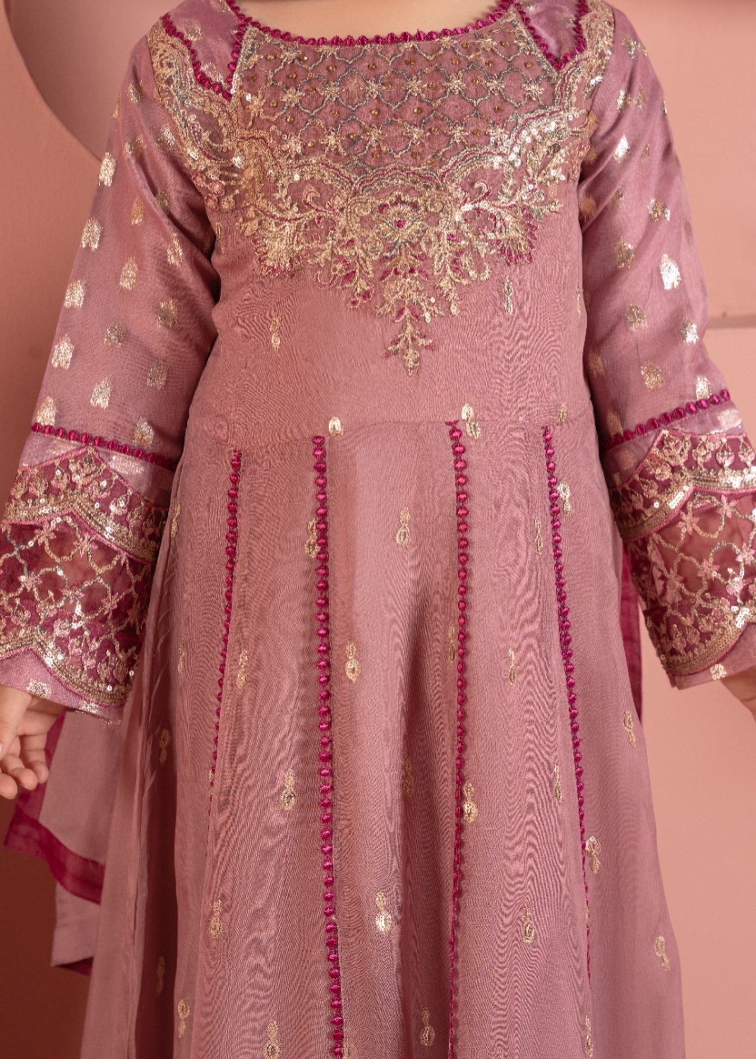 chiffon Pishwas in Zinnia pink