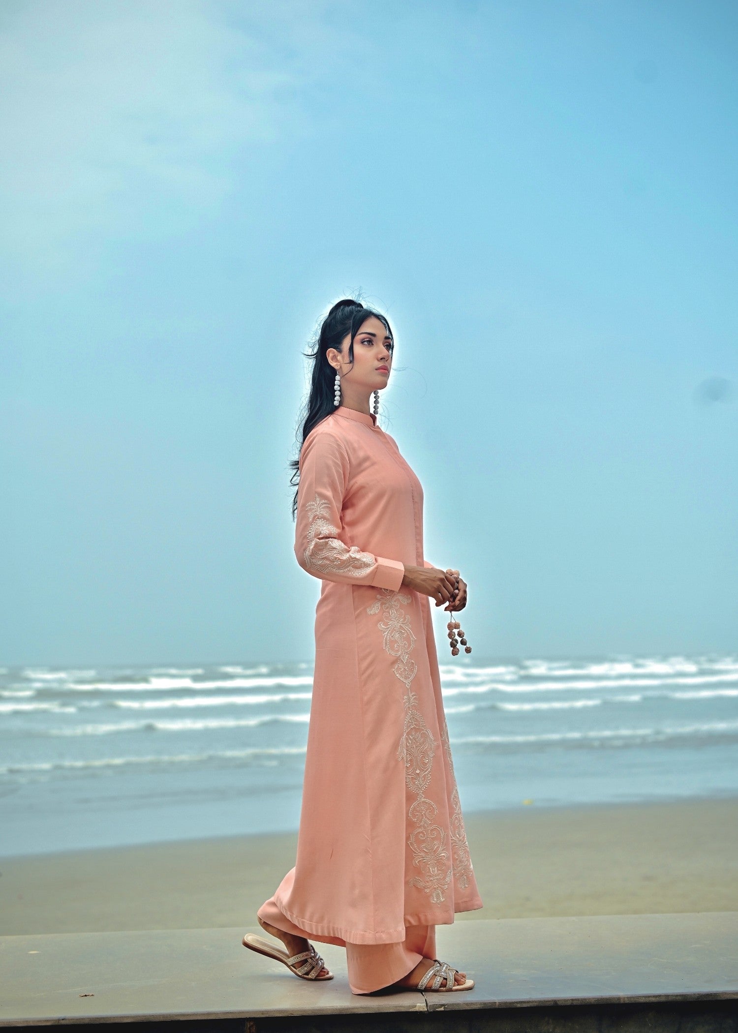 cotton viscose Kurta Set in Blush pink
