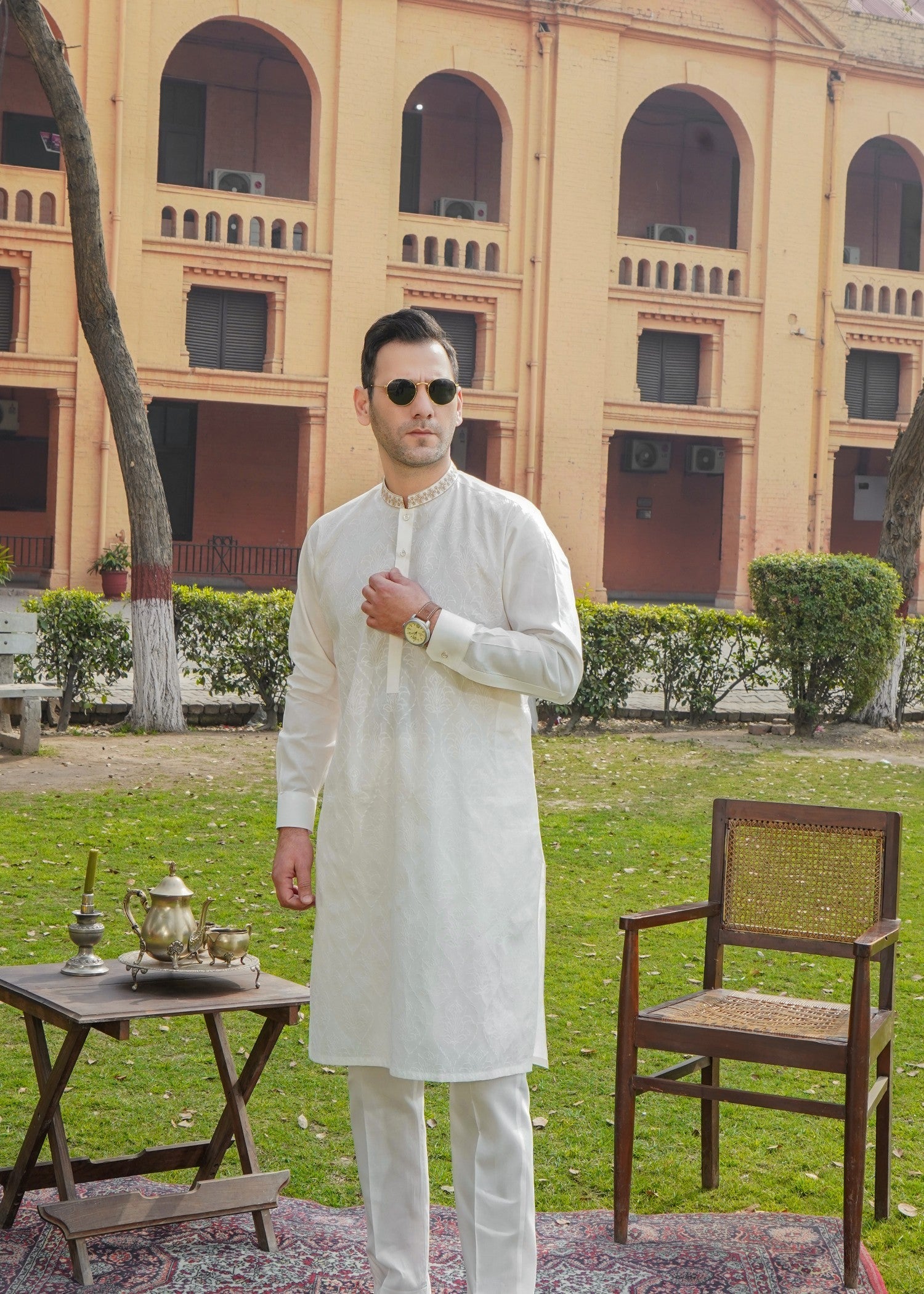 organic cotton Shalwar Kameez in Off-white