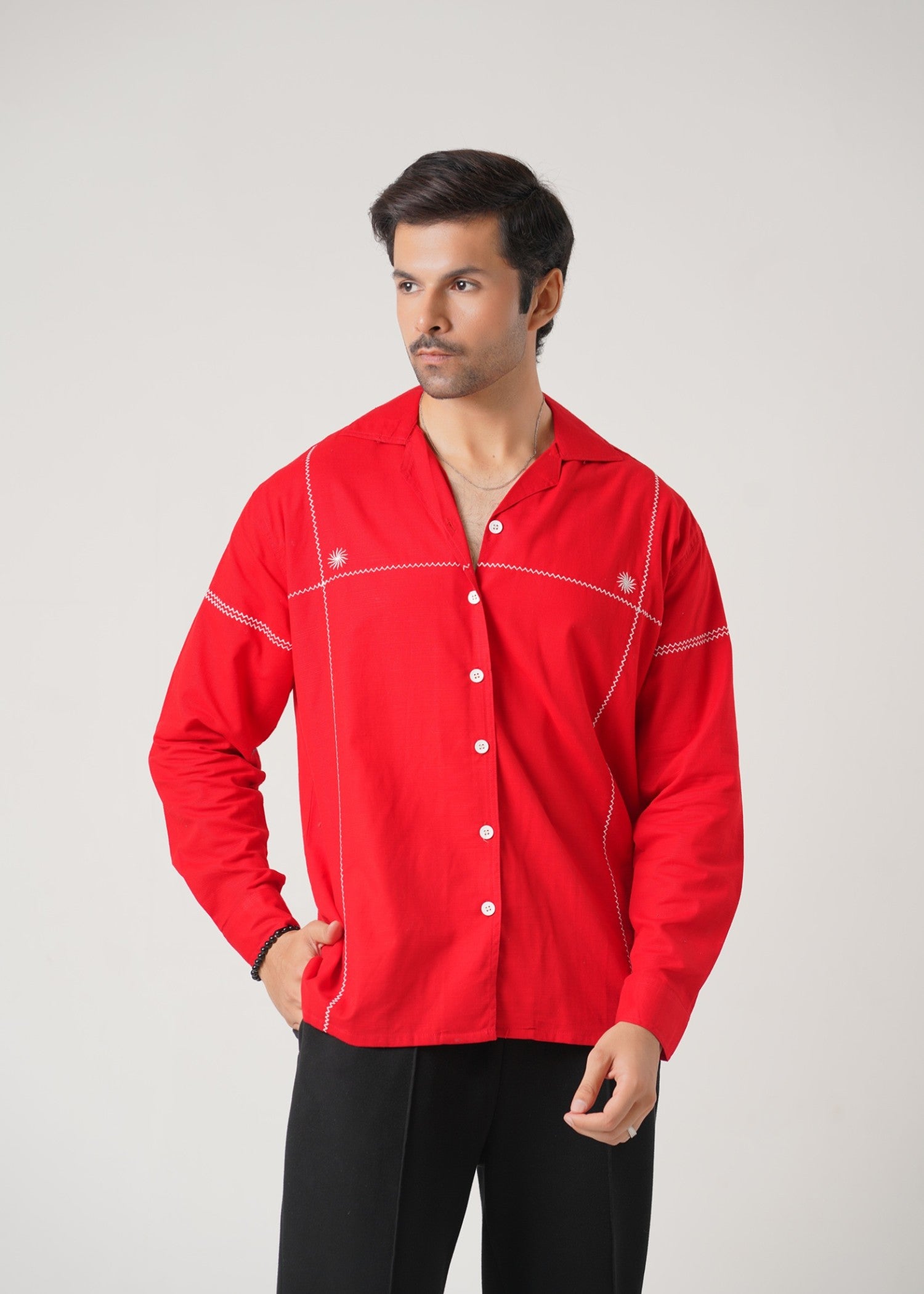 summer khaddar Casual Shirt in Red