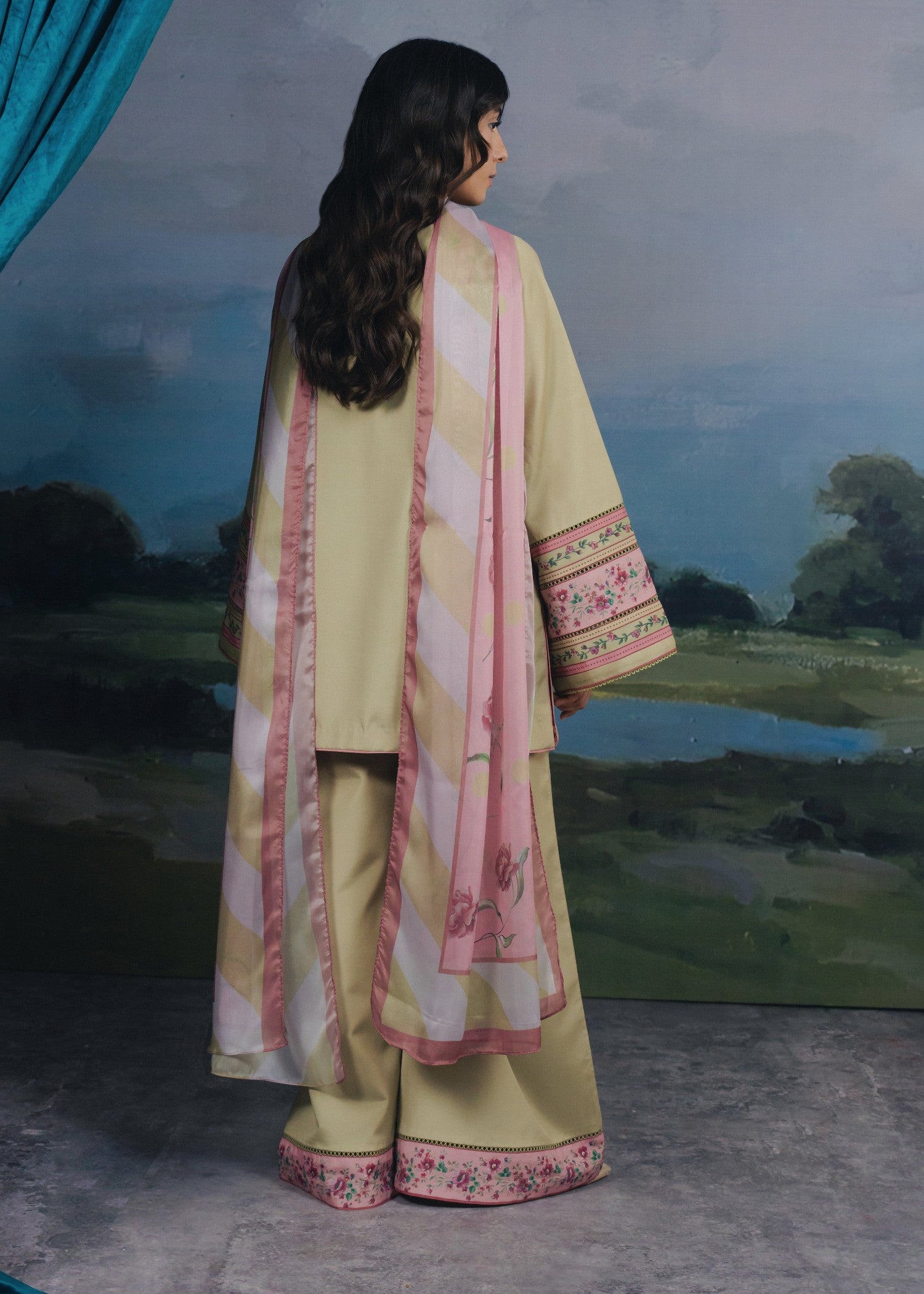 crepe Kurta Set in Beige
