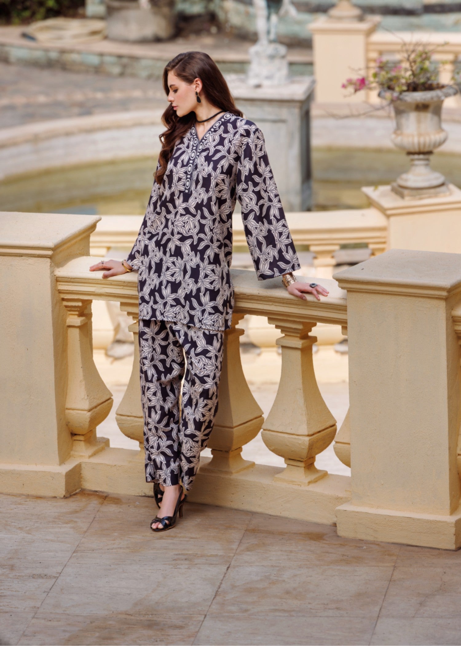 silk finish lawn Co ord Sets in Black