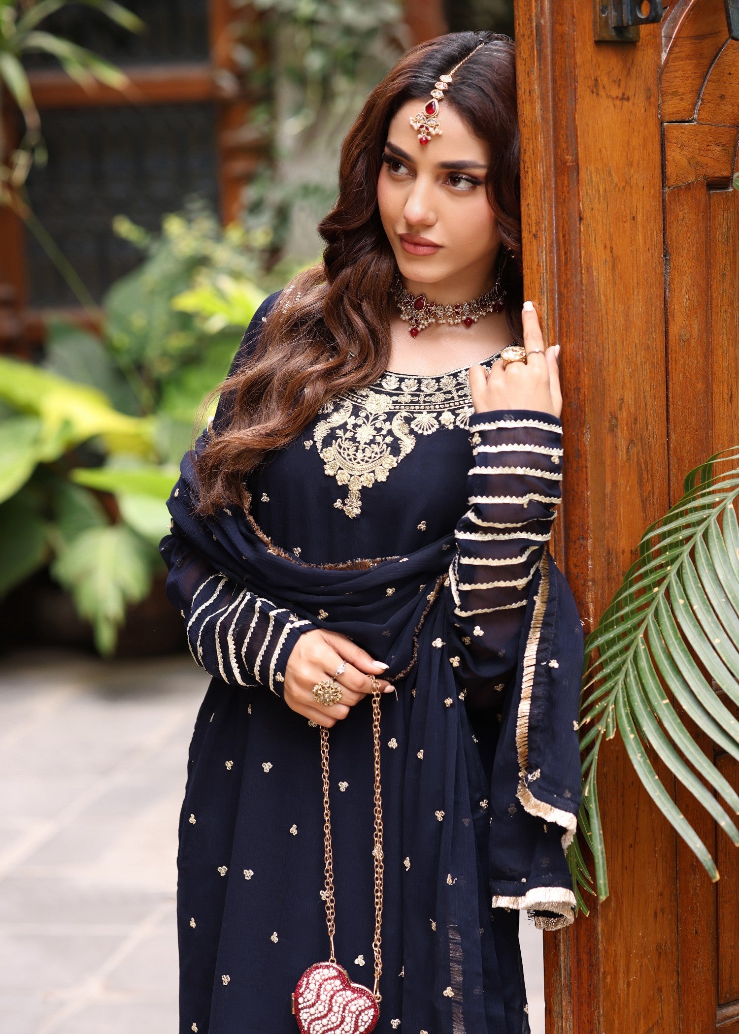 pk chiffon Kurta Set in Navy blue