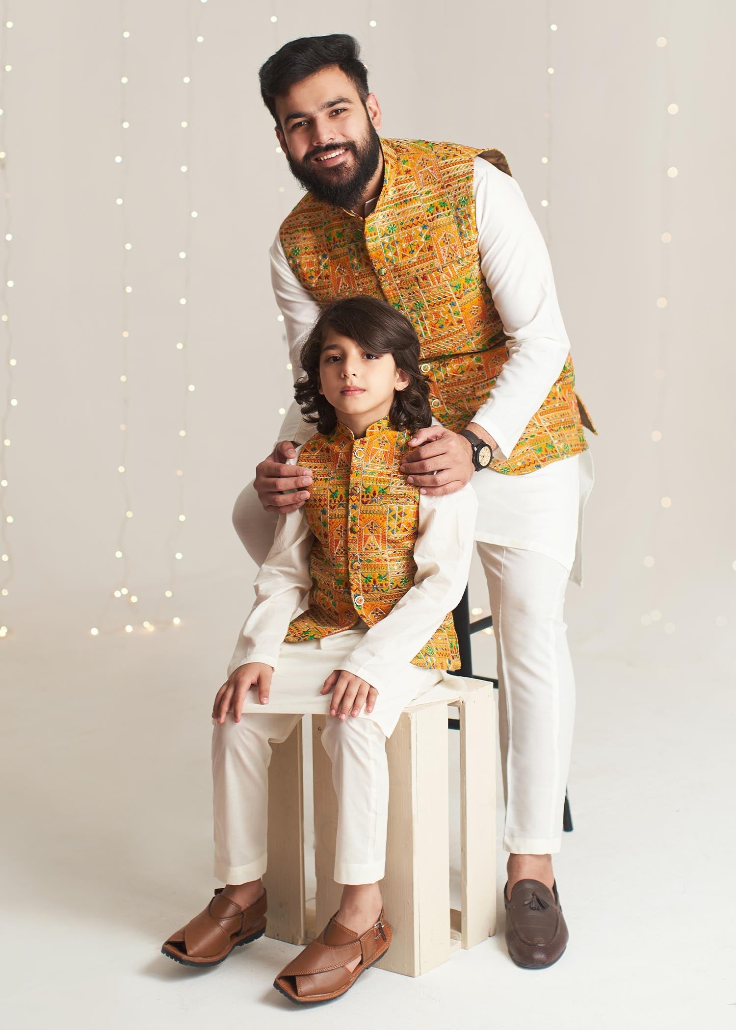 raw silk Waistcoat in Mustard