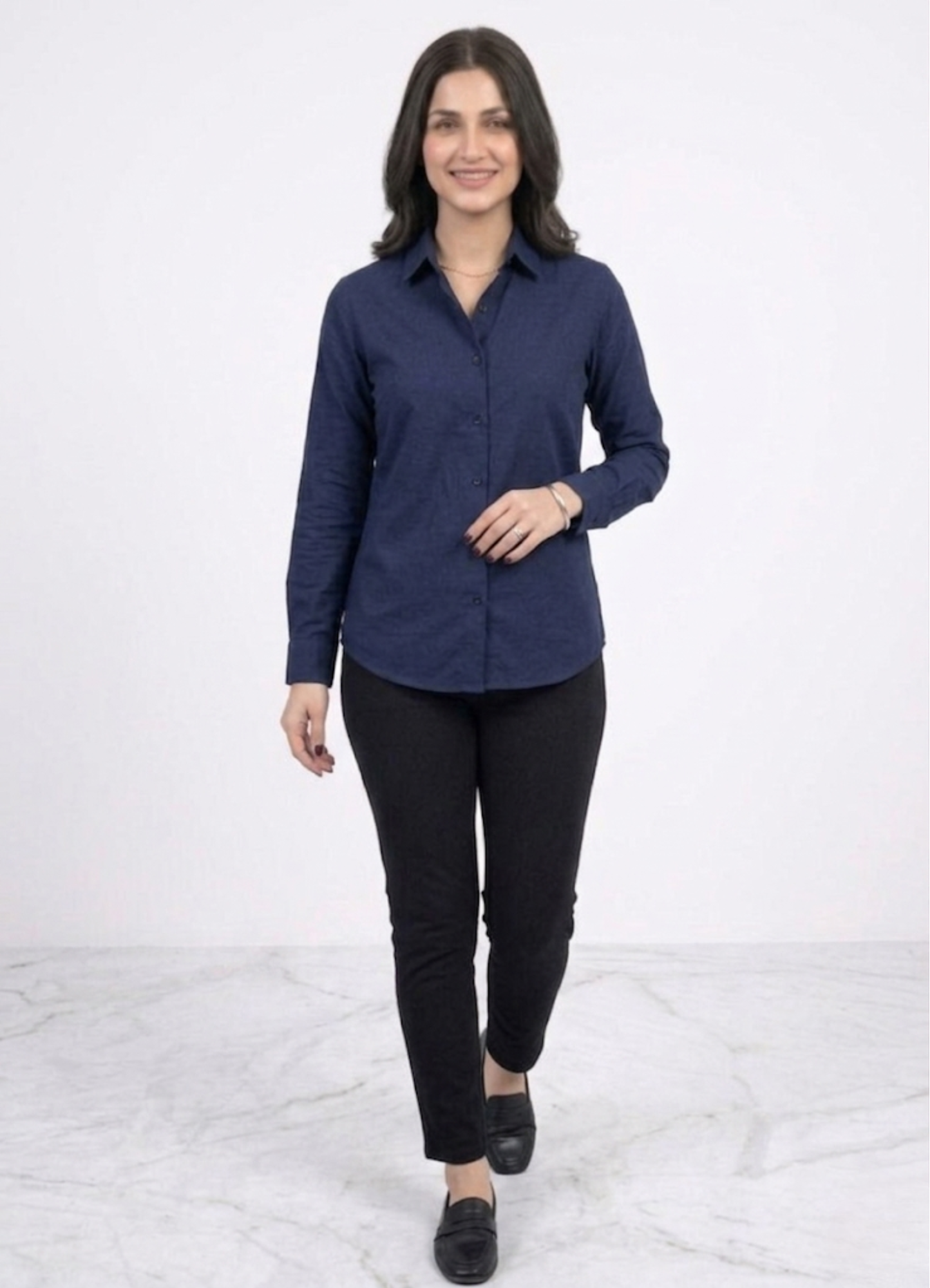 cotton silk Top in Navy blue