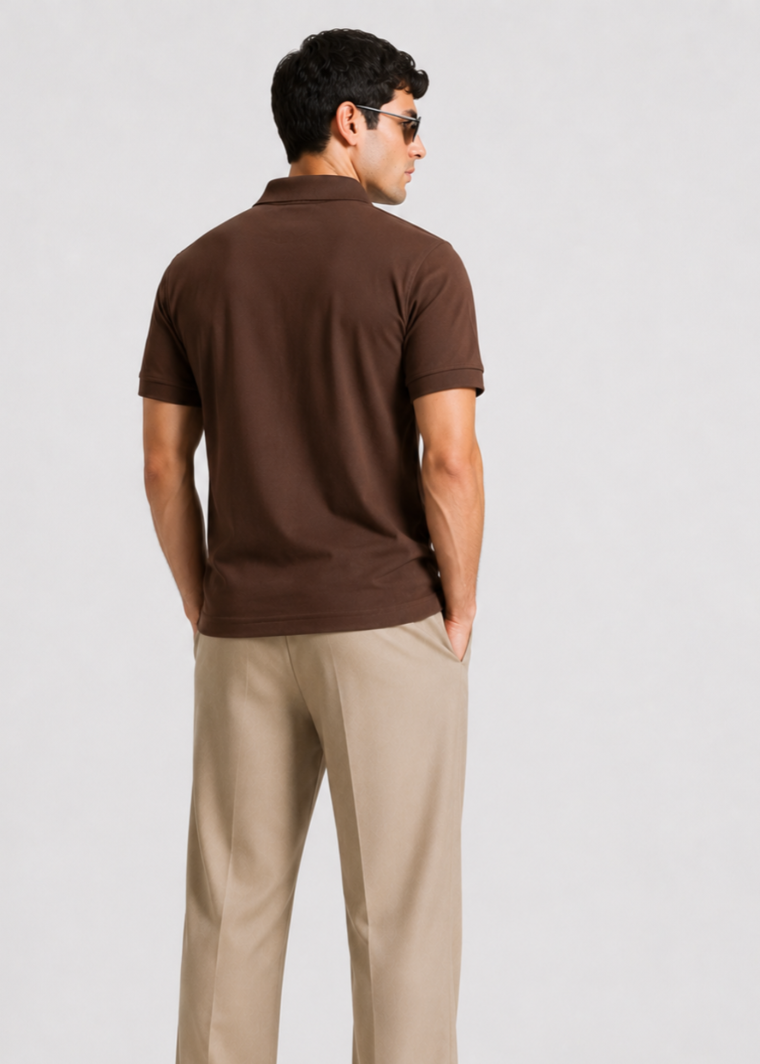 cotton Polo Shirt in Chocolate brown