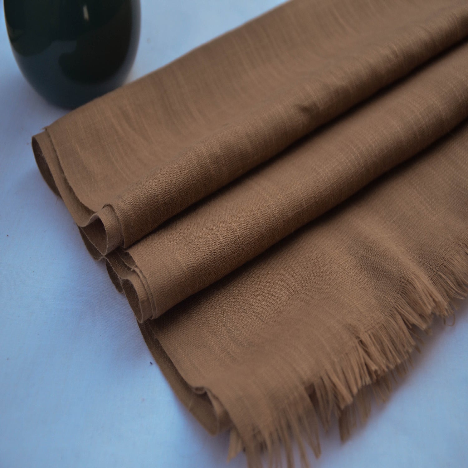 slub lawn Hijab in Walnut brown