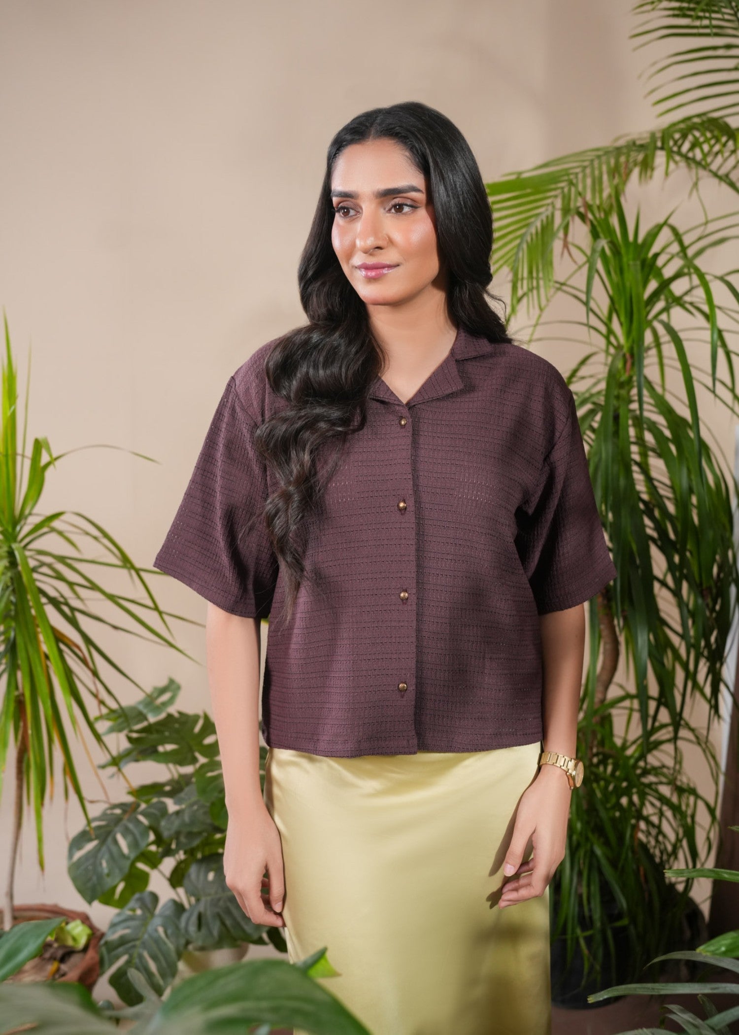jersey knit Top in Plum