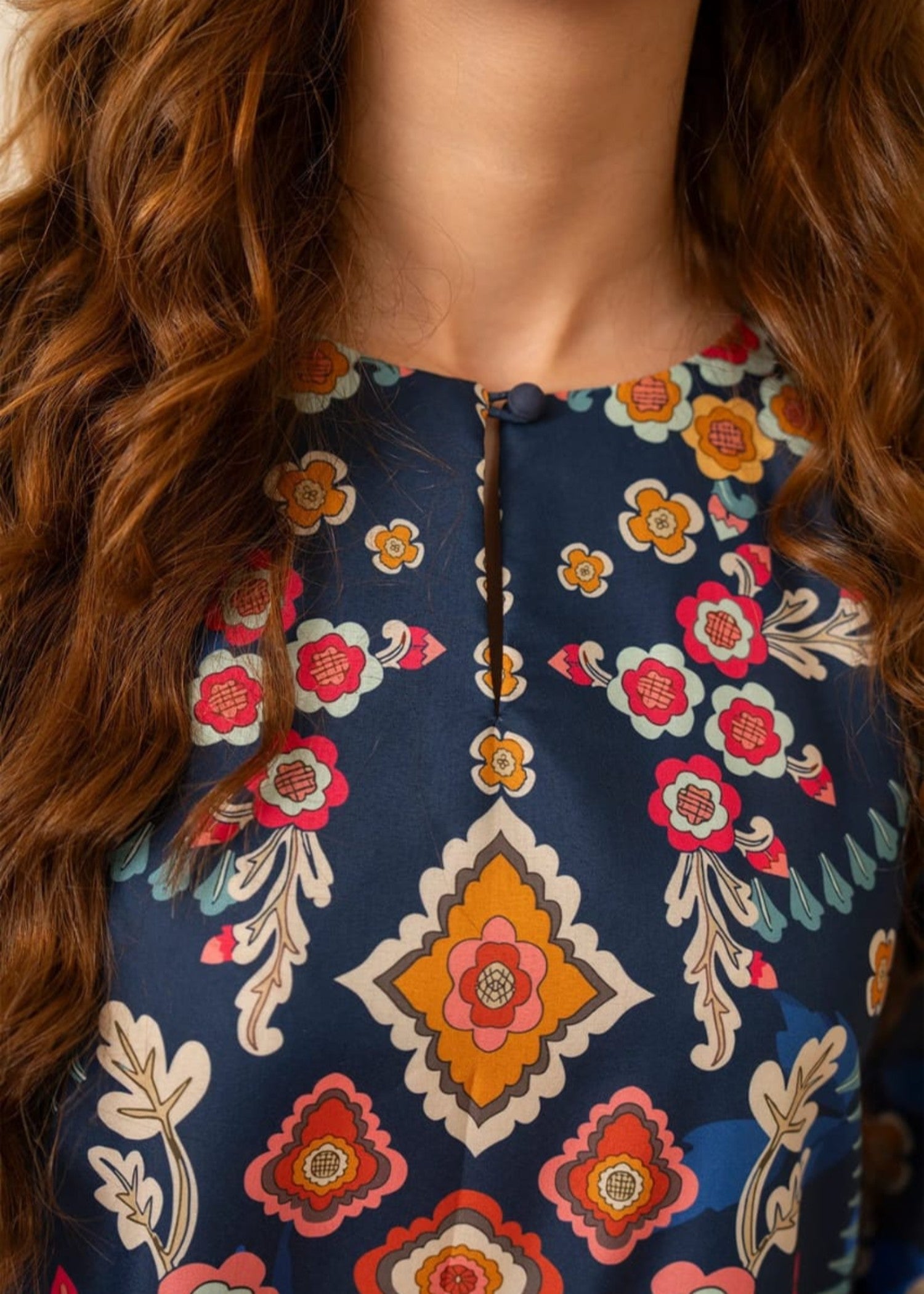blended cambric Kaftan in Blue