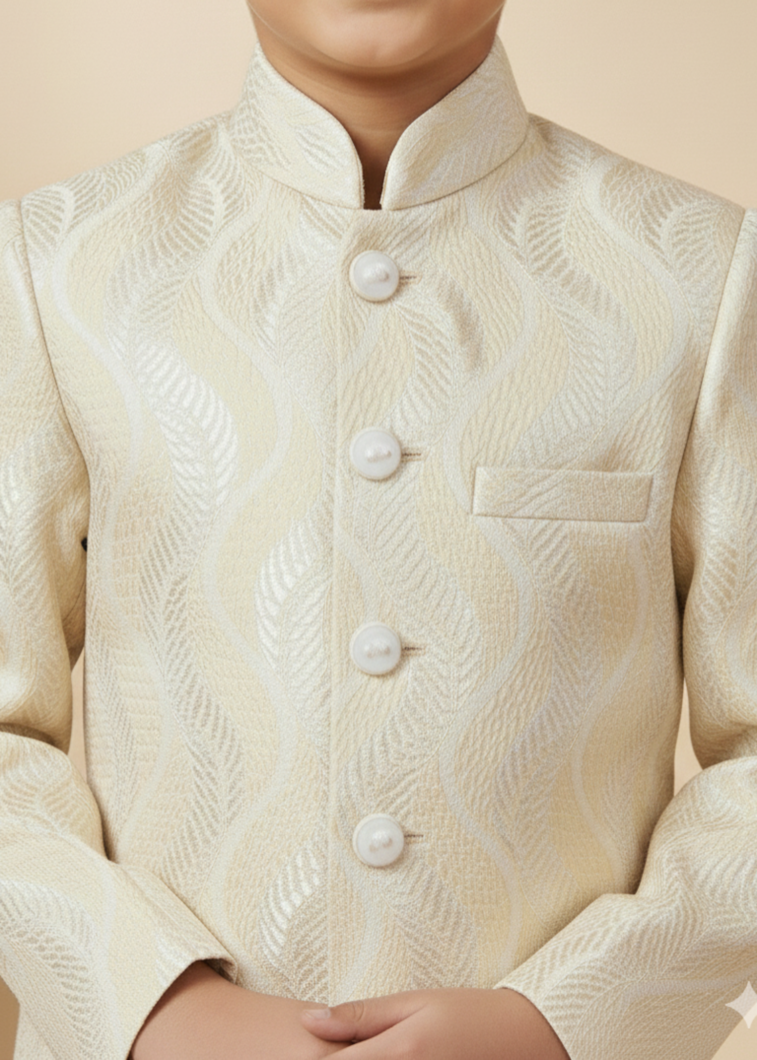 jamawar Sherwani in Cream