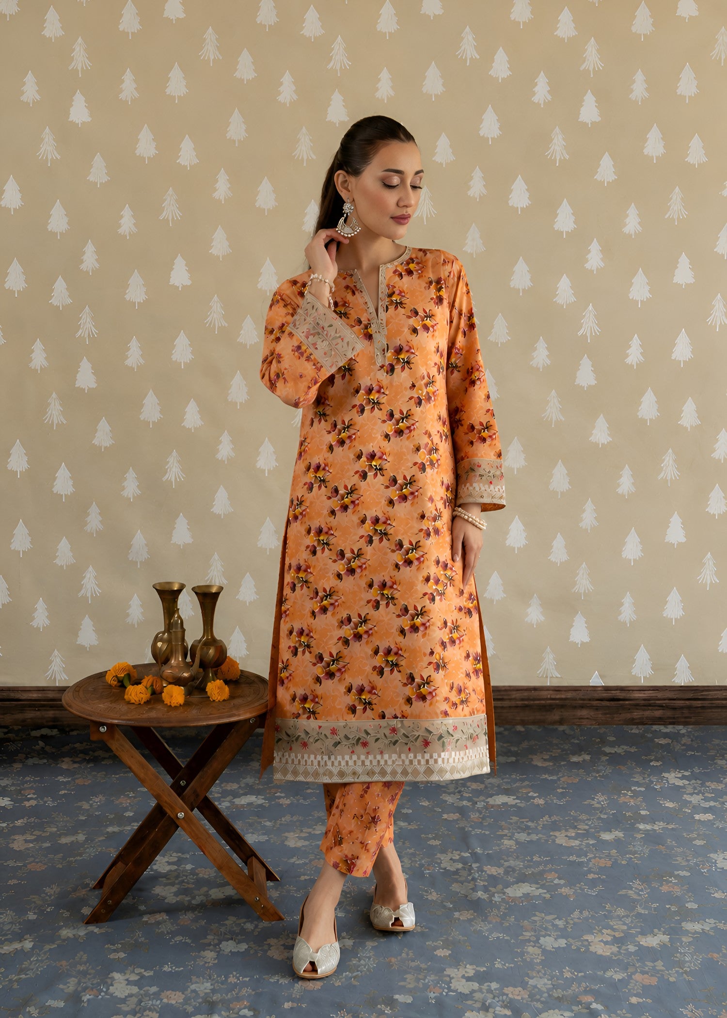 linen Co Ord Sets in Yellow-orange