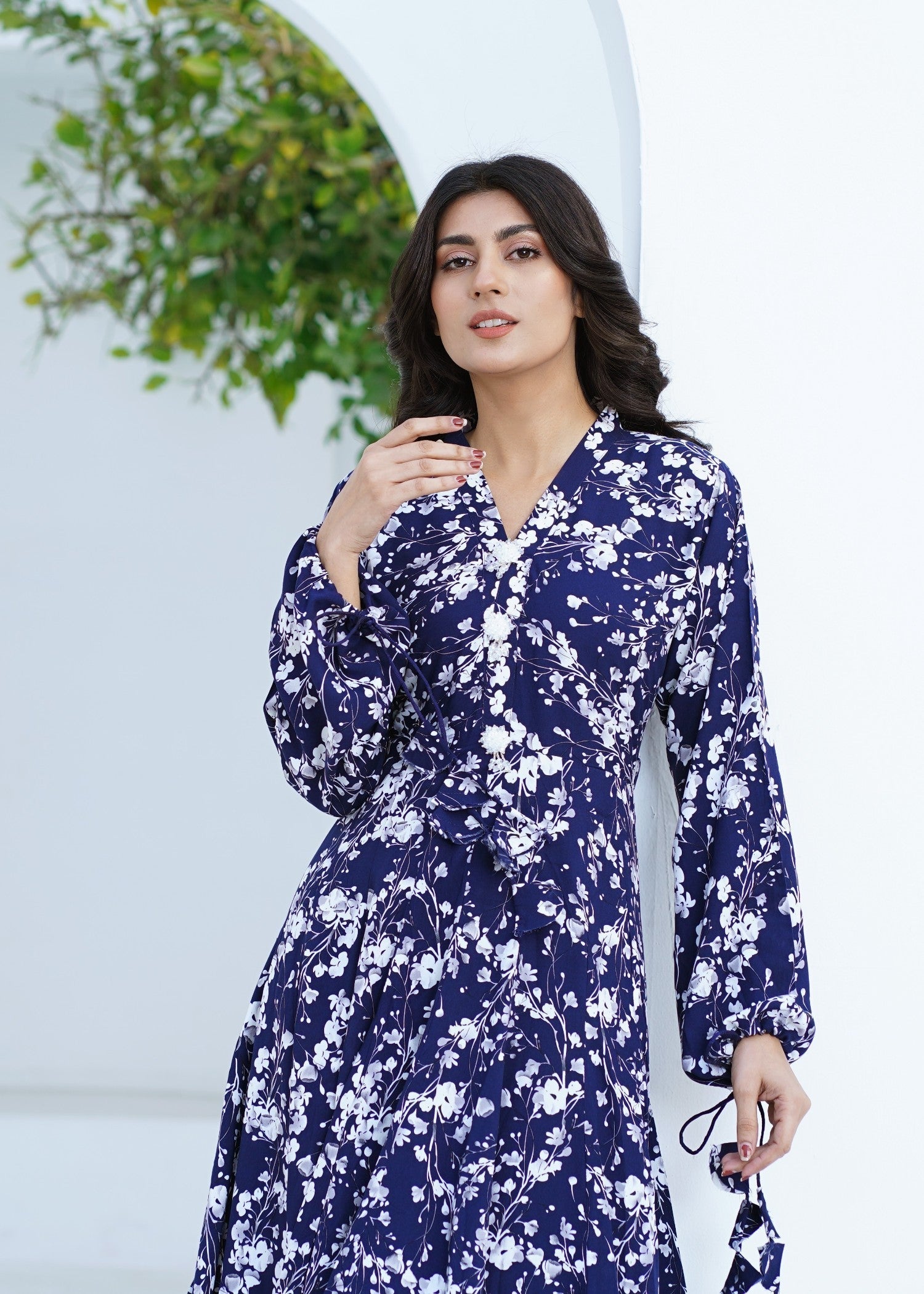 linen Maxi in Navy blue